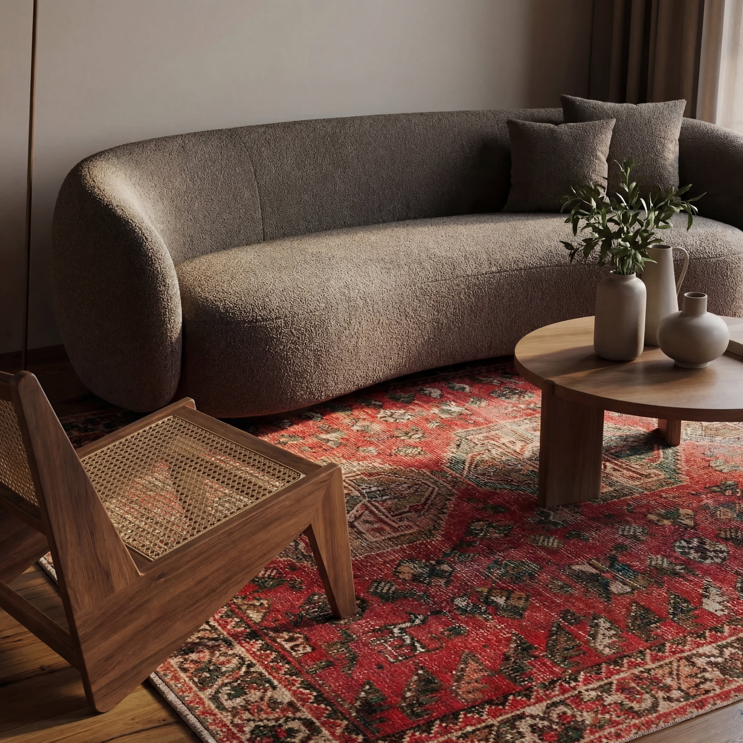 Madel Medallion Washable Rug | Red - Image 5
