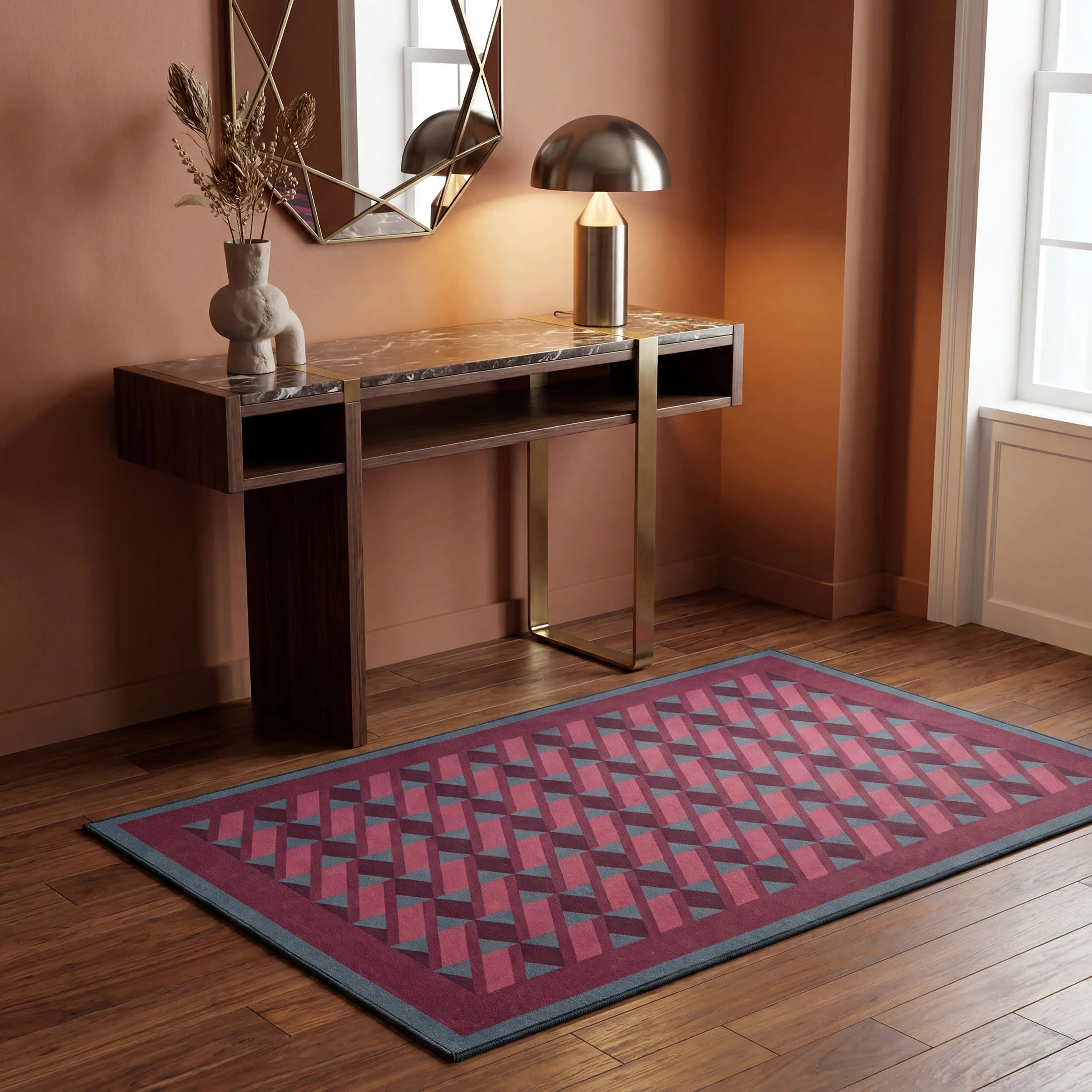 Magenta Ribbon Bordered Washable Rug by Society6 | Purple - Image 10
