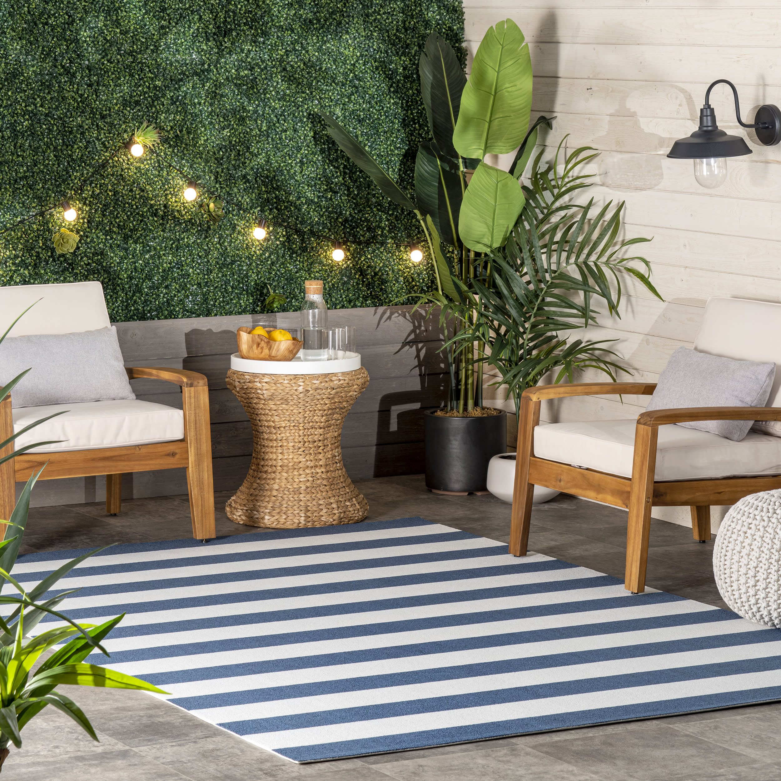 Magnolia Striped Indoor/Outdoor Rug | Navy - Image 2