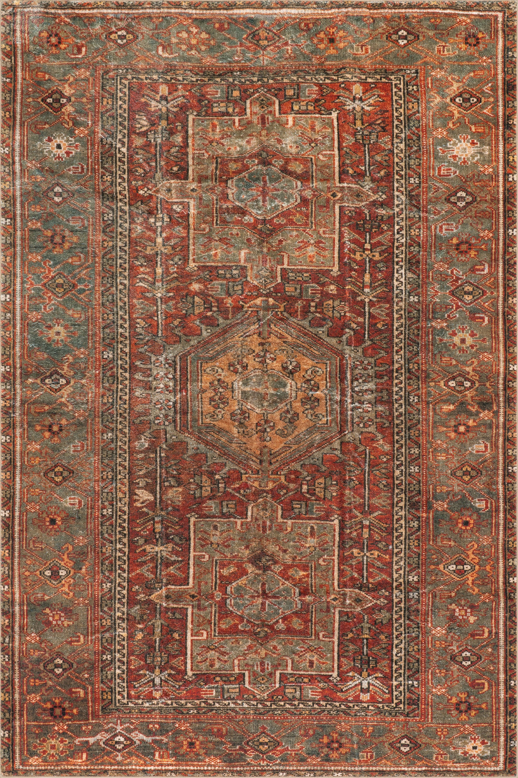 Maid Medallion Washable Rug | Red
