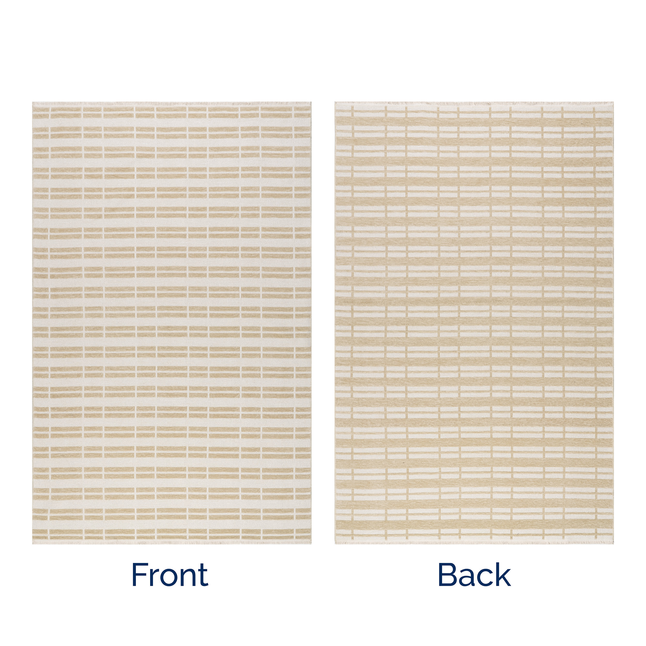 Malaya Striped Reversible Washable Rug | Taupe - Image 11