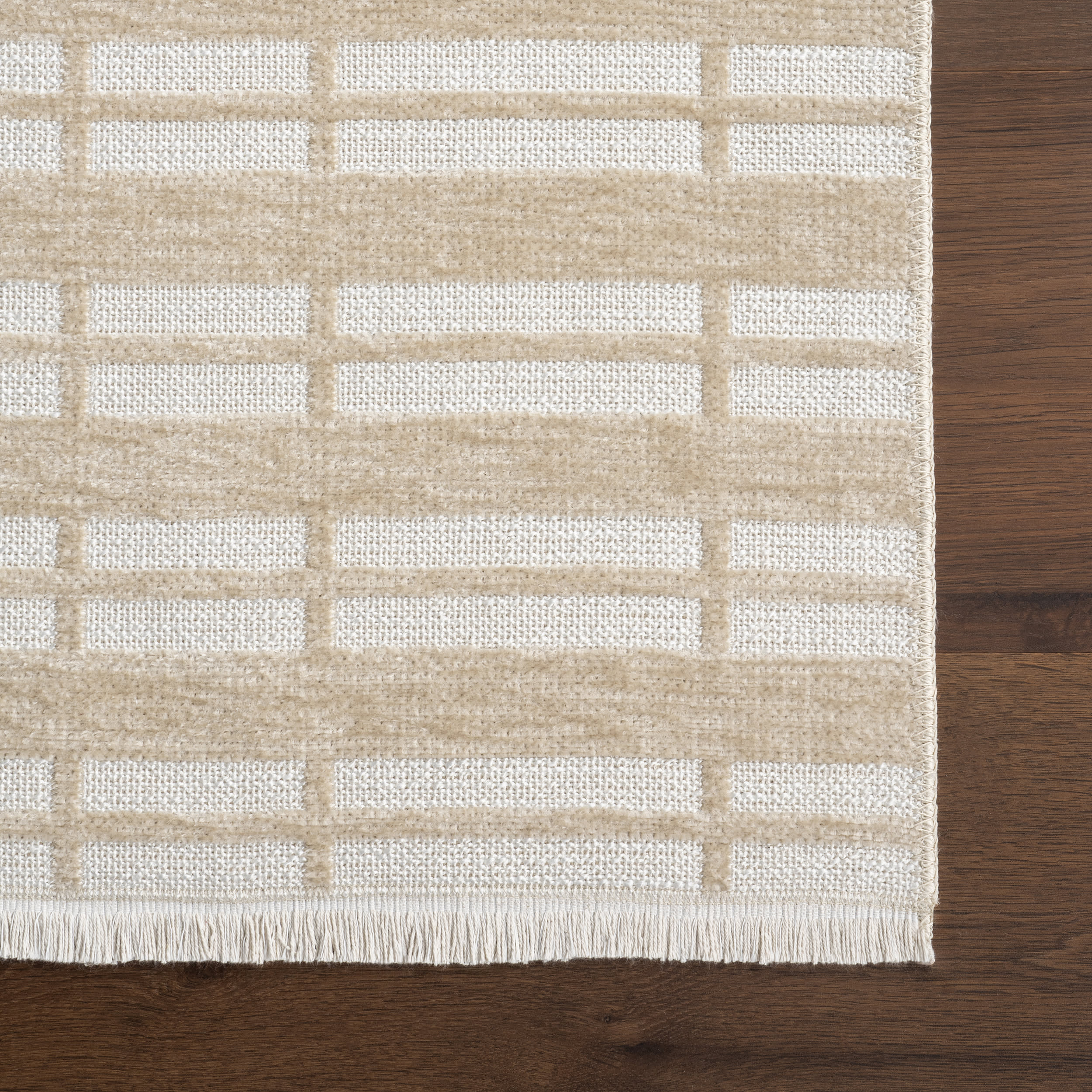 Malaya Striped Reversible Washable Rug | Taupe - Image 4
