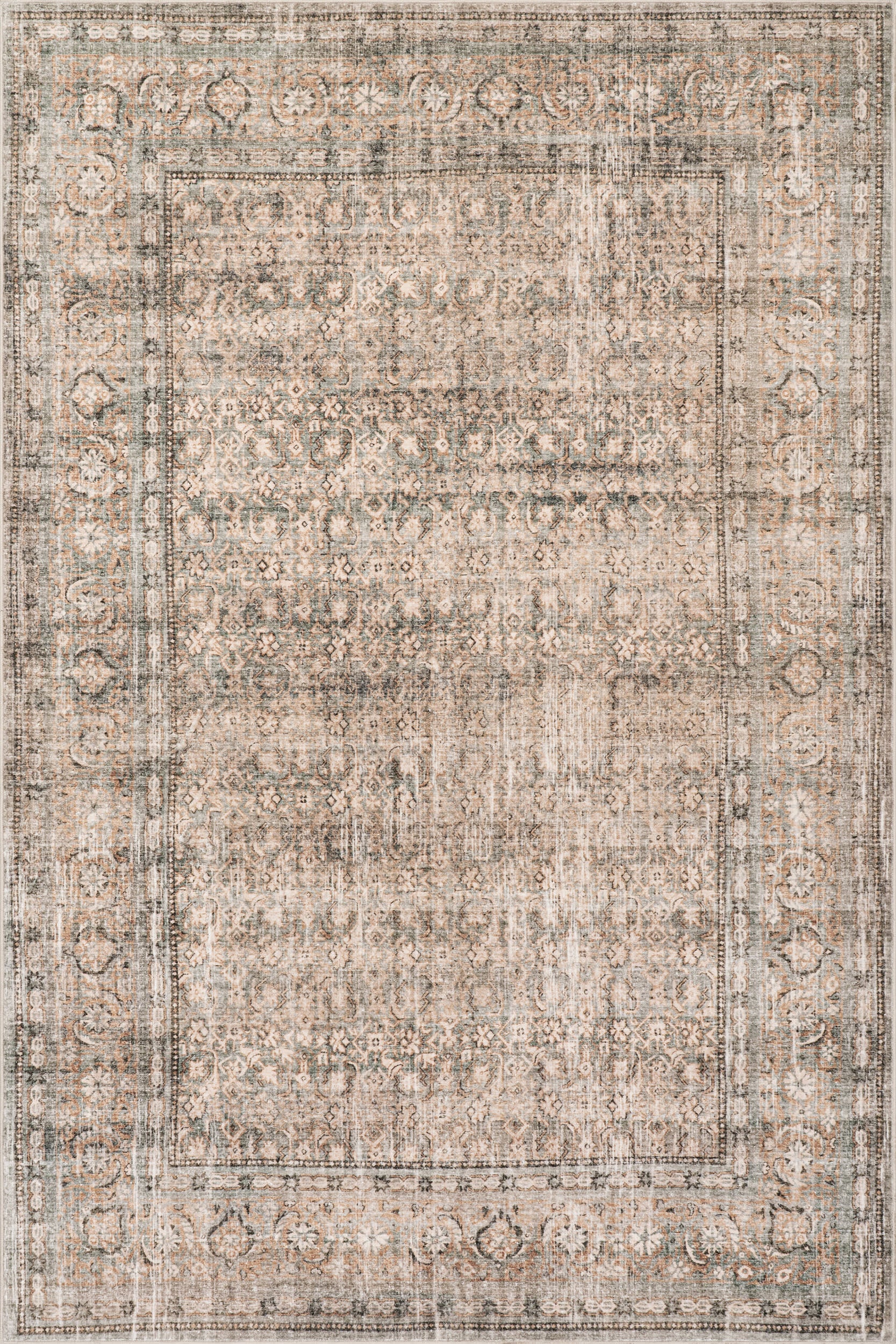 Malie Bordered Traditional Washable Rug | Beige