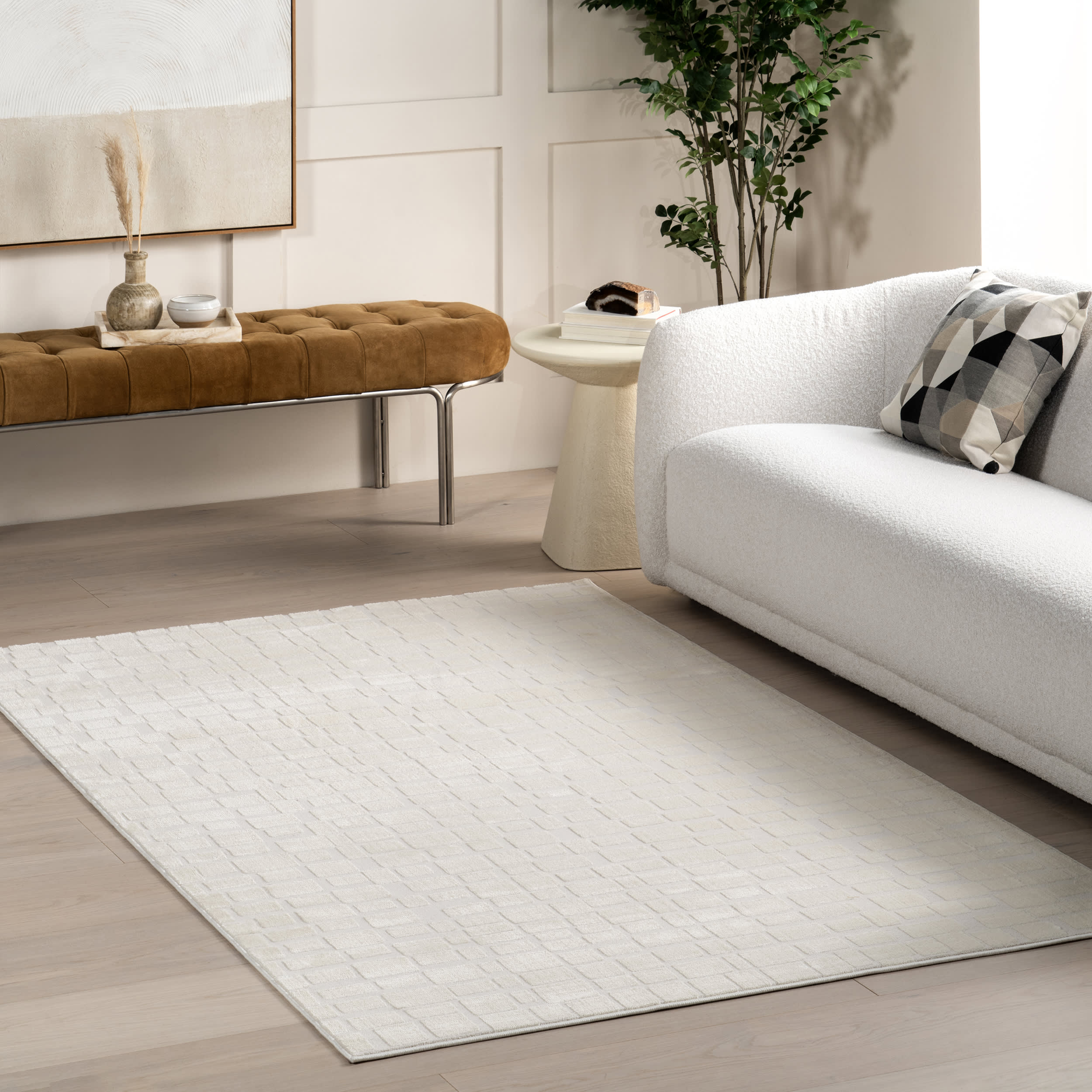 Malin Geometric Rug | Cream - Image 2