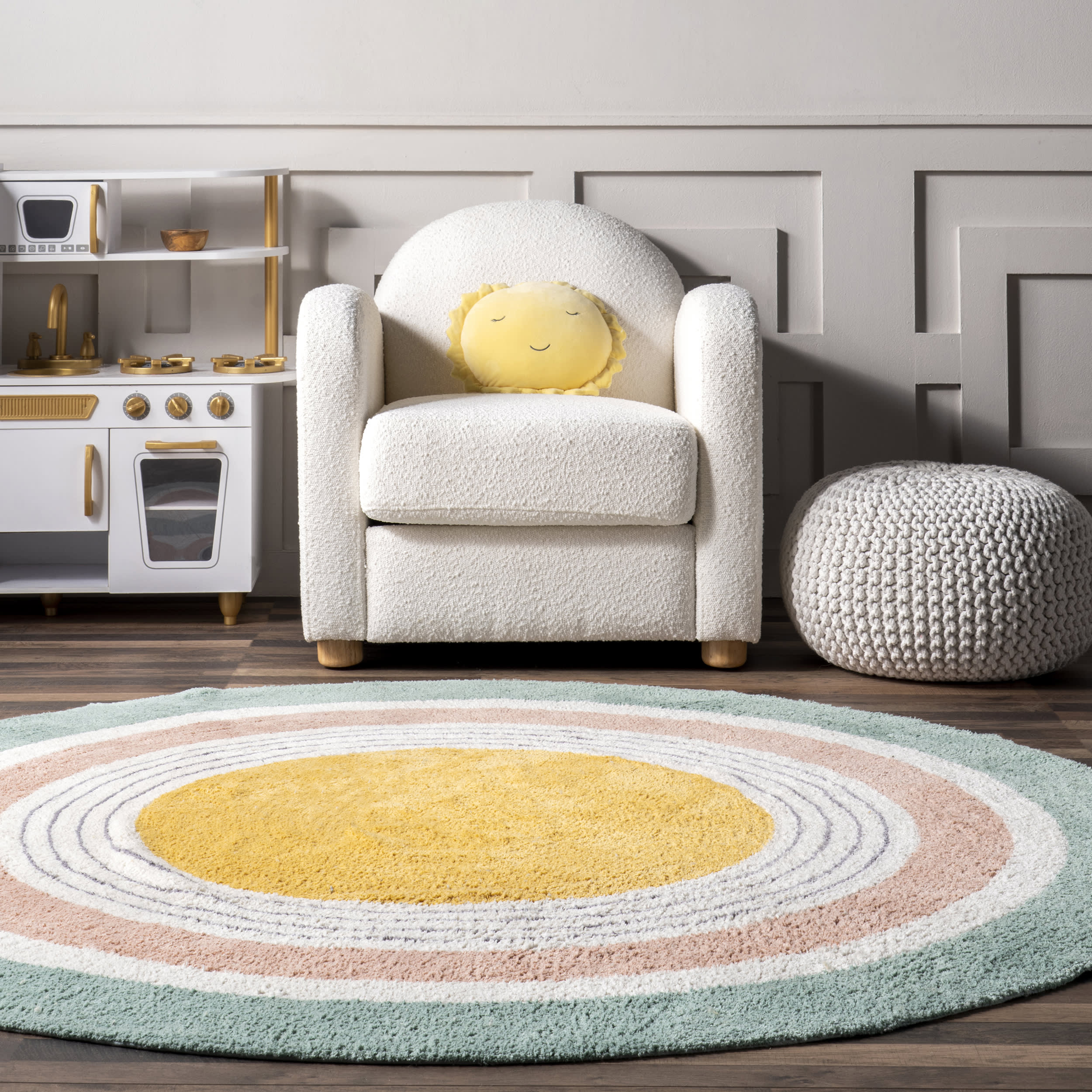 Malory Rainbow Kids Washable Rug | Forest Green - Image 4