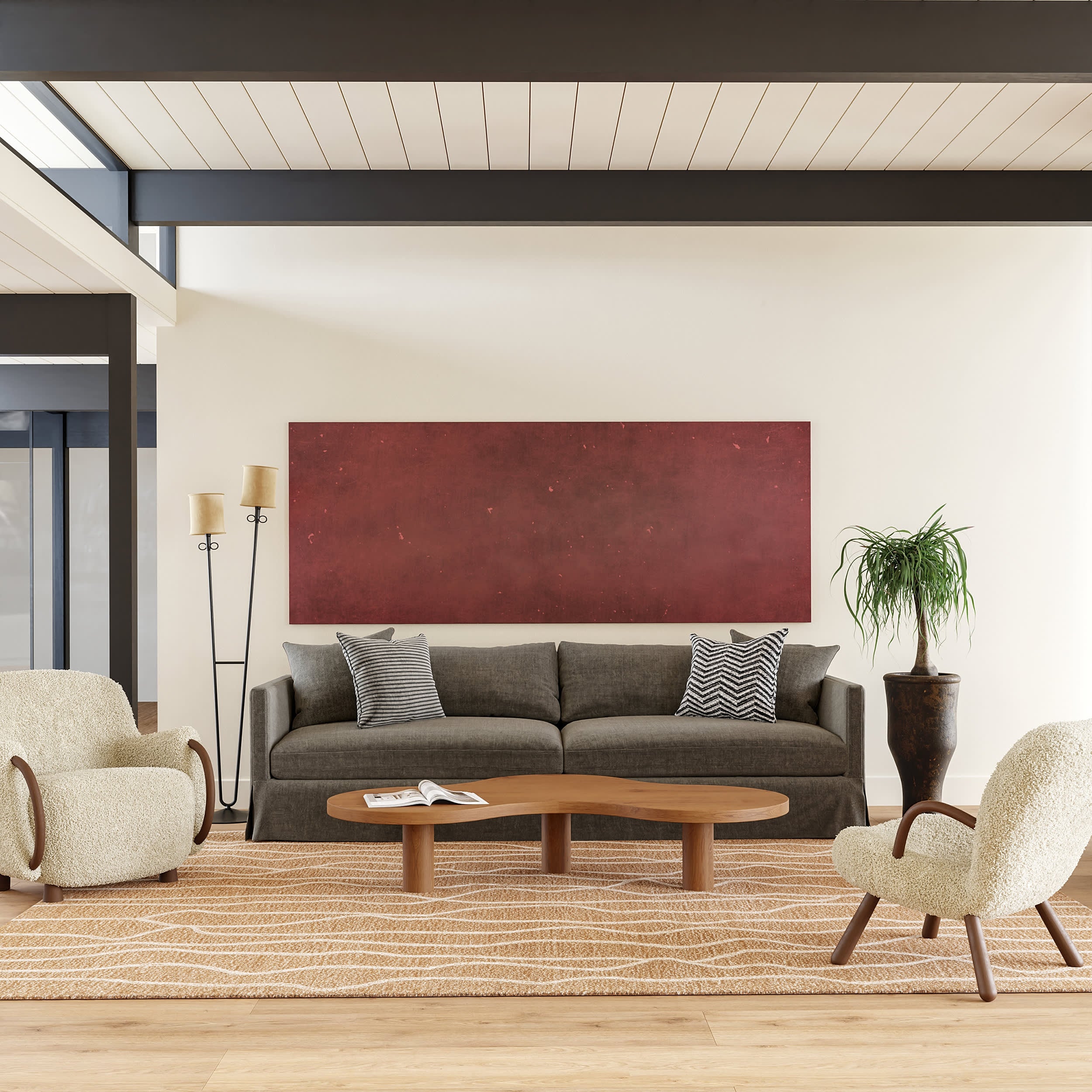 Mana Abstract Wool Rug | Beige - Image 2