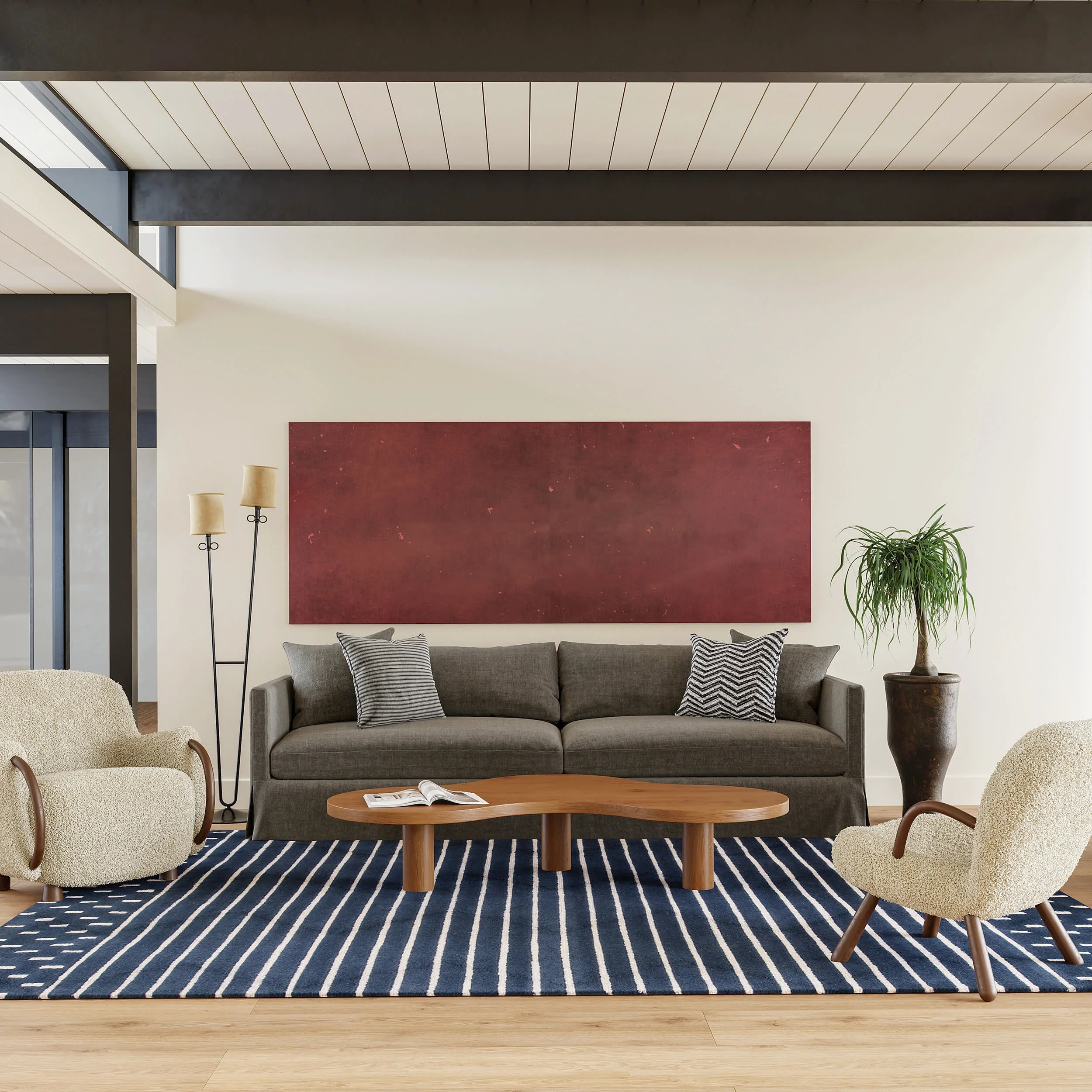 Mandia Striped Rug | Navy - Image 2