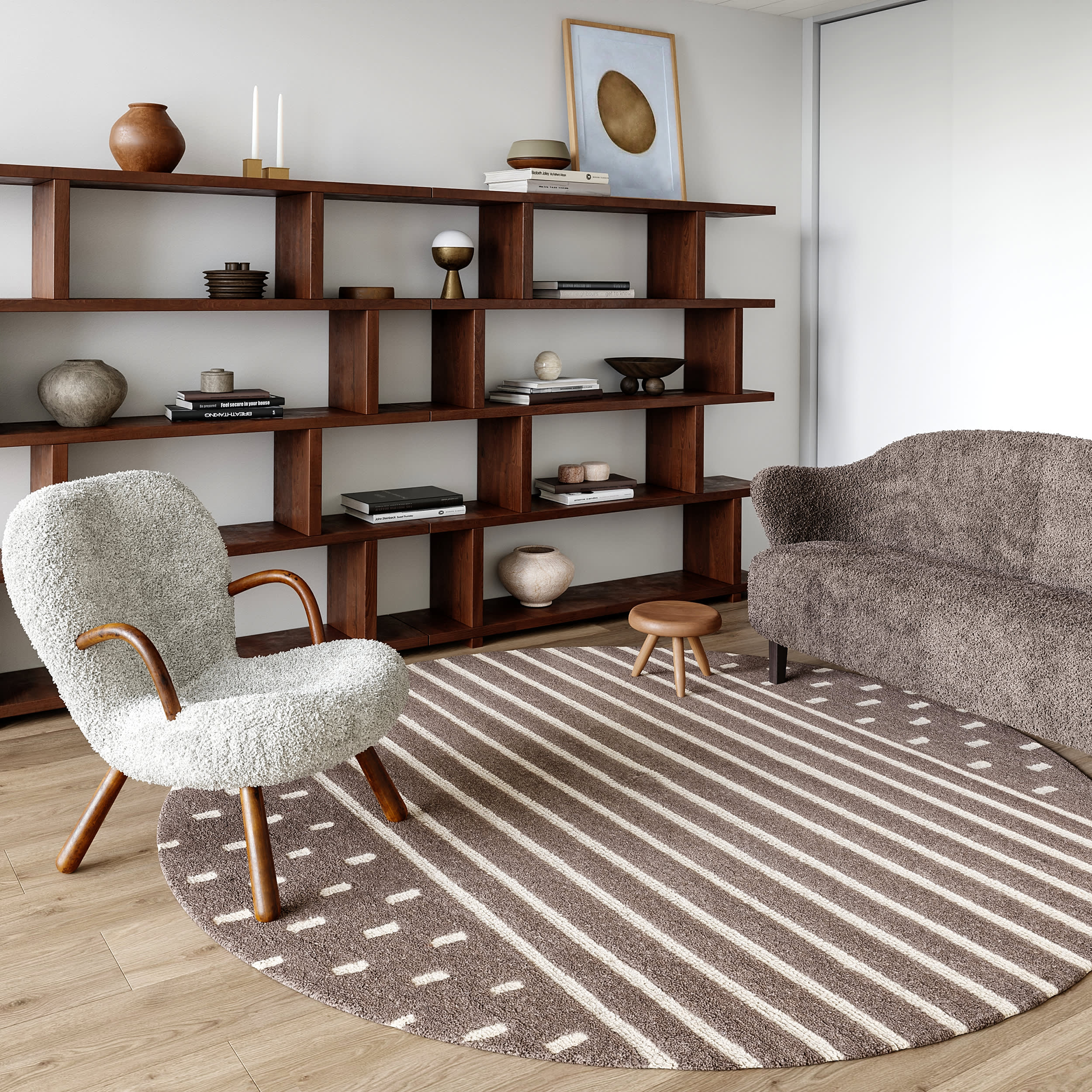 Mandia Striped Rug | Taupe - Image 2