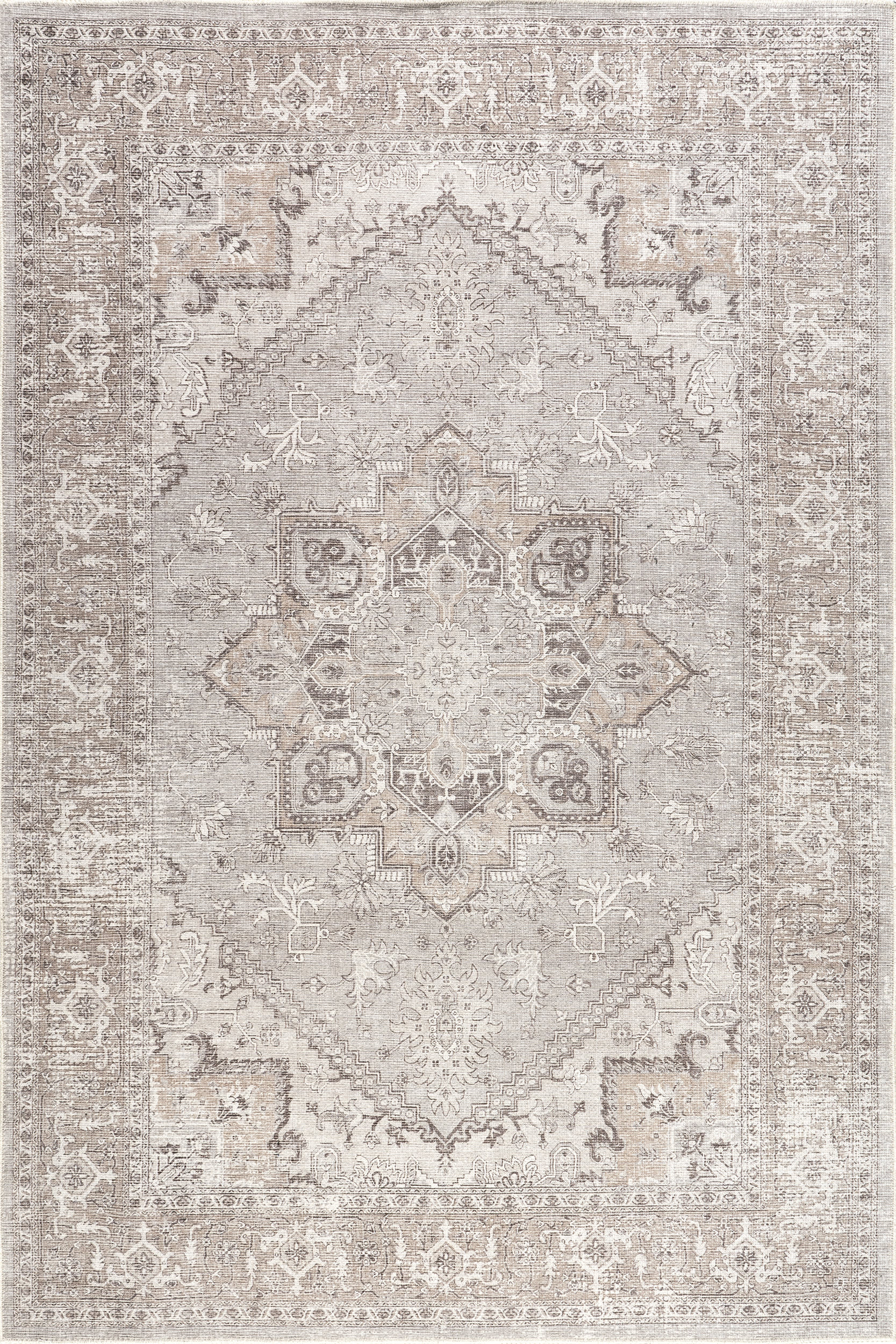 Manuela Medallion Washable Rug | Beige
