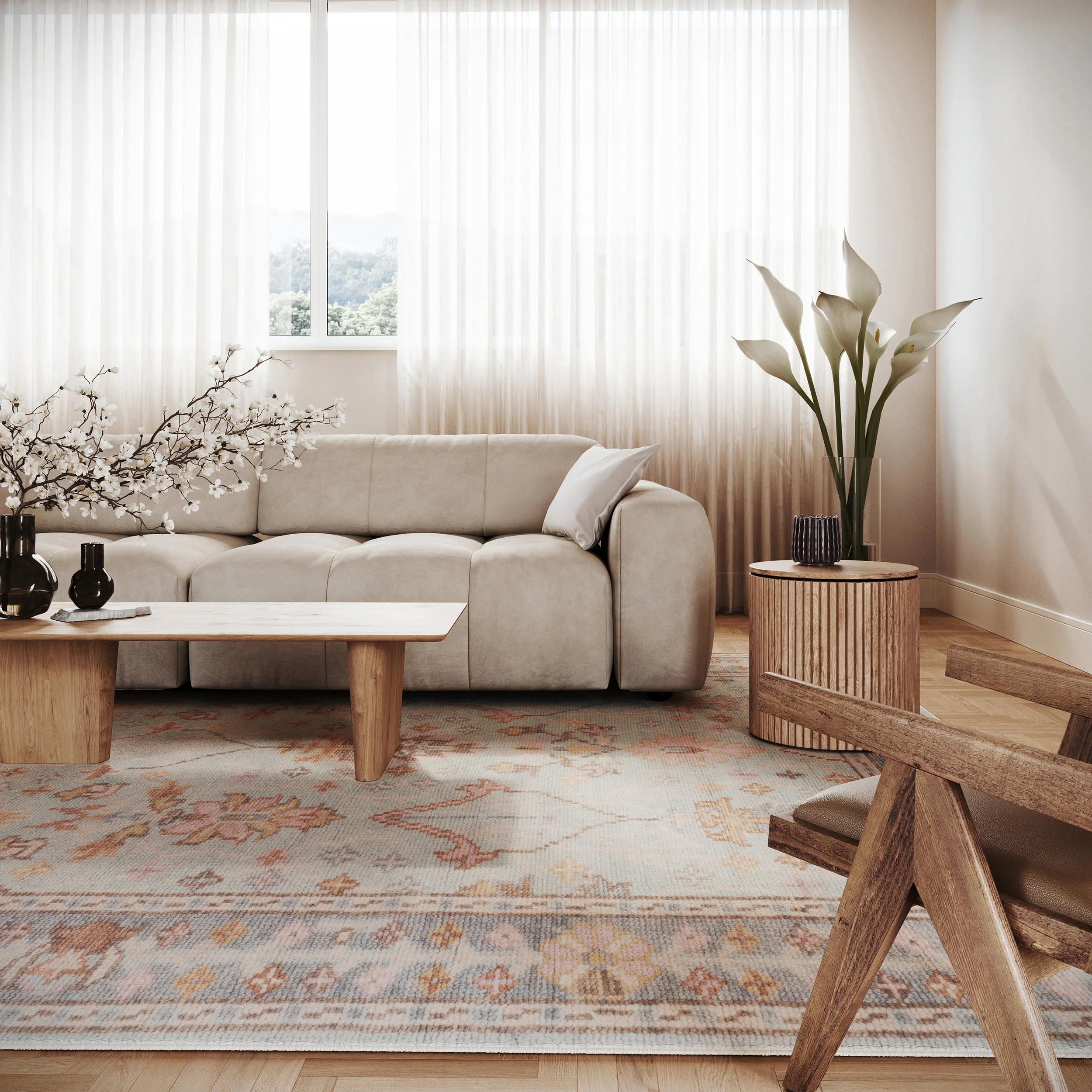 Mara Washable Rug | Light Blue - Image 2