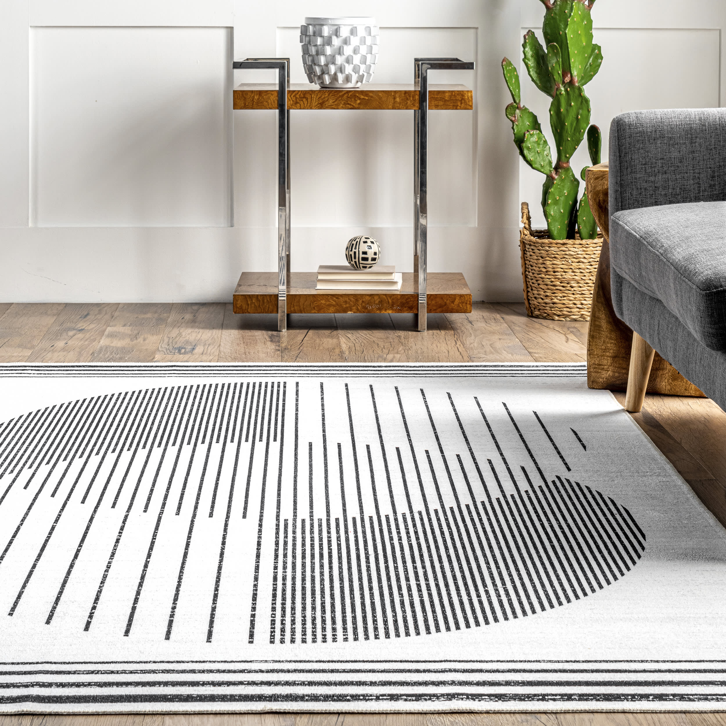 Marceline Double Moon Washable Rug | Black - Image 4
