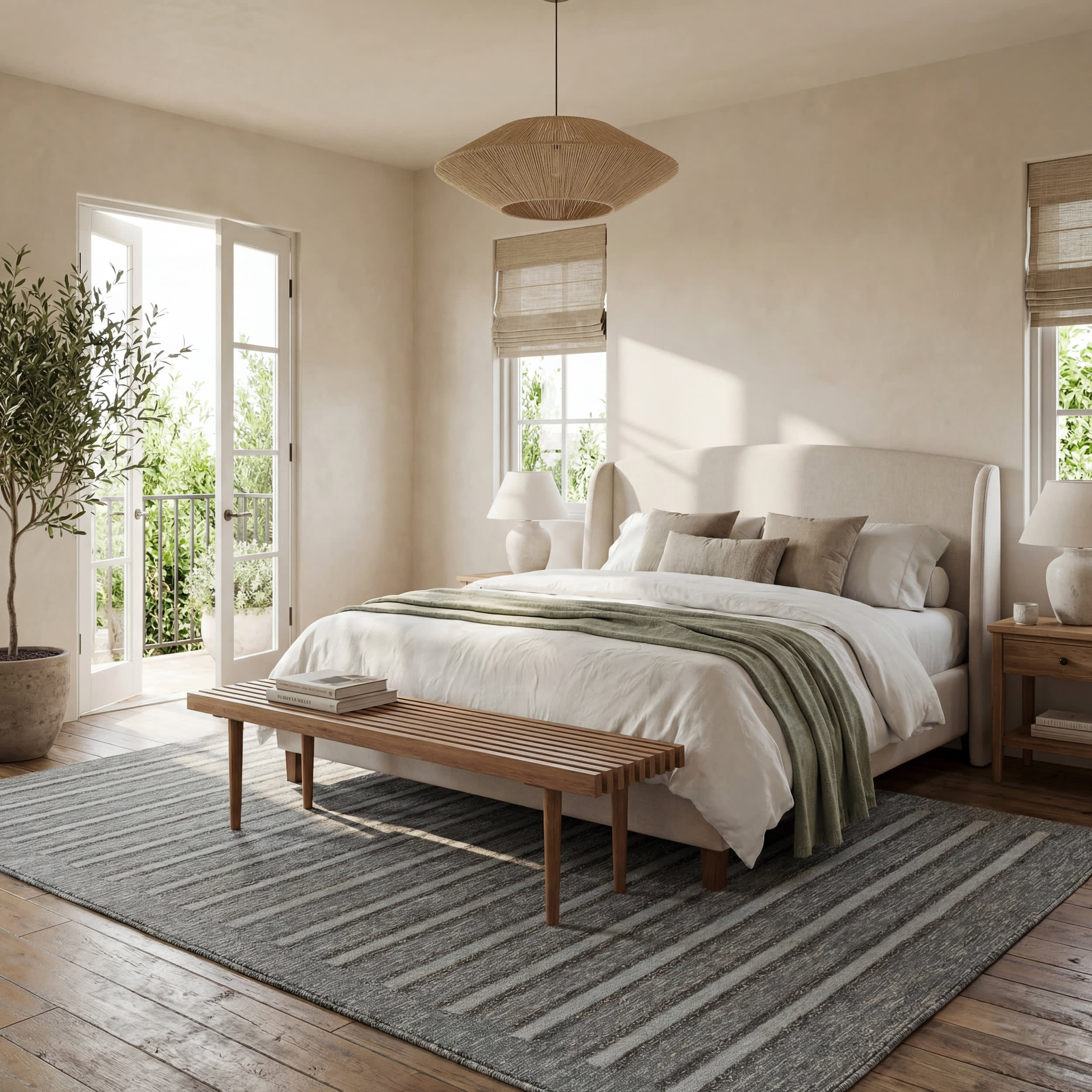 Mare Modern Striped Wool Rug | Blue - Image 10