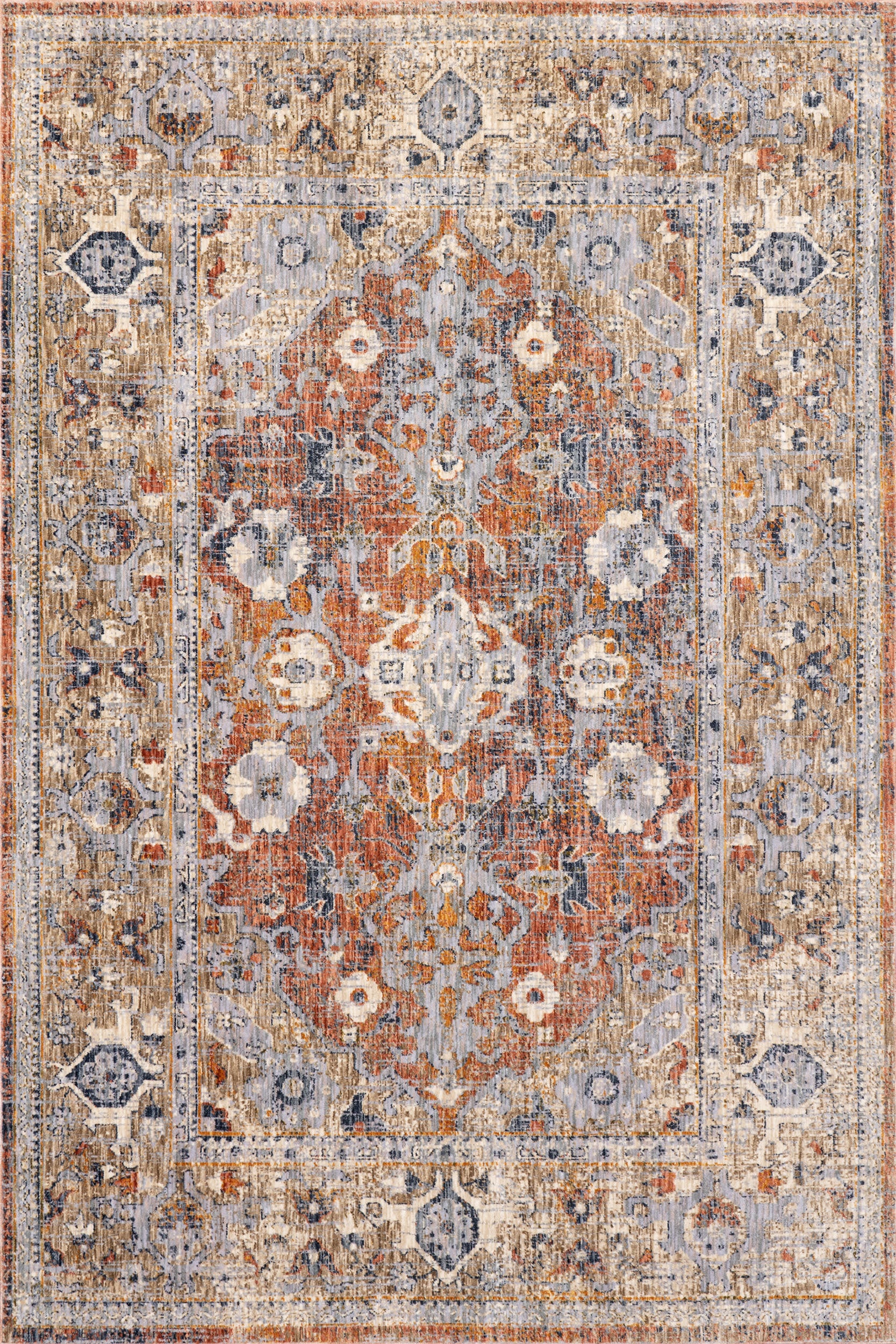 Margie Vintage Medallion Rug | Rust