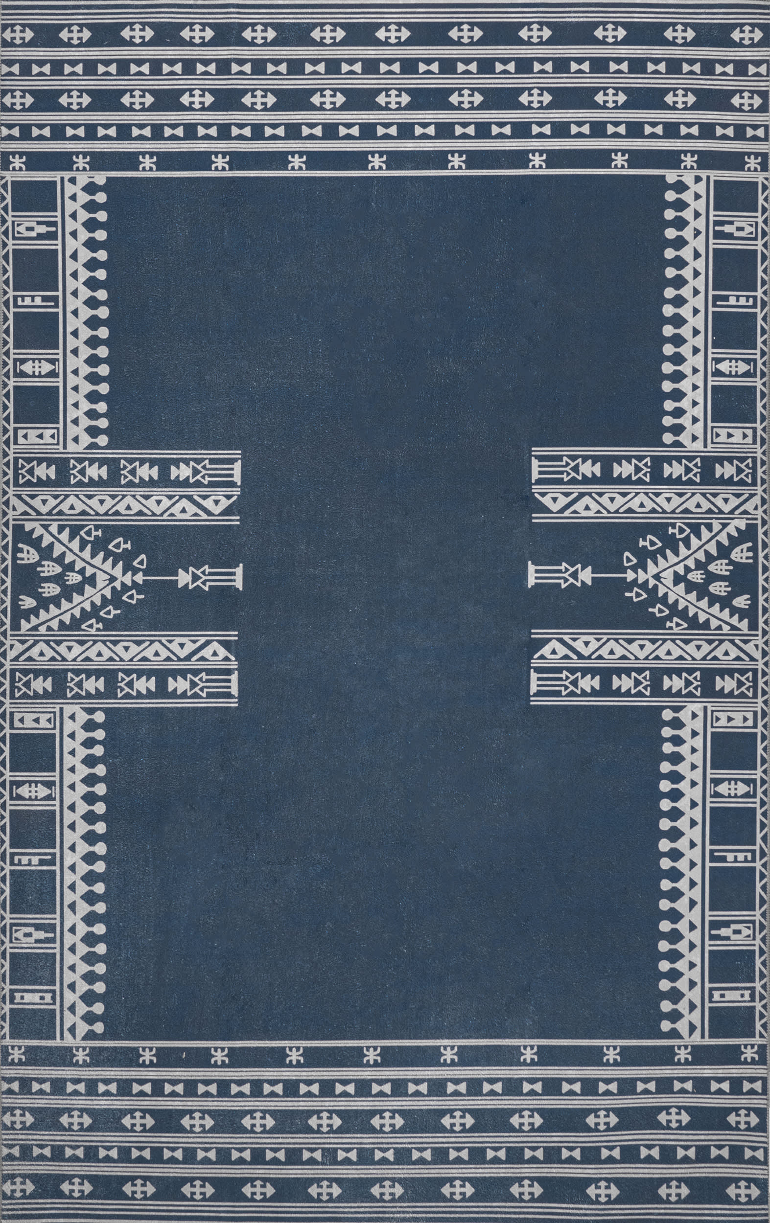 Margo Banded Geometric Washable Rug | Navy