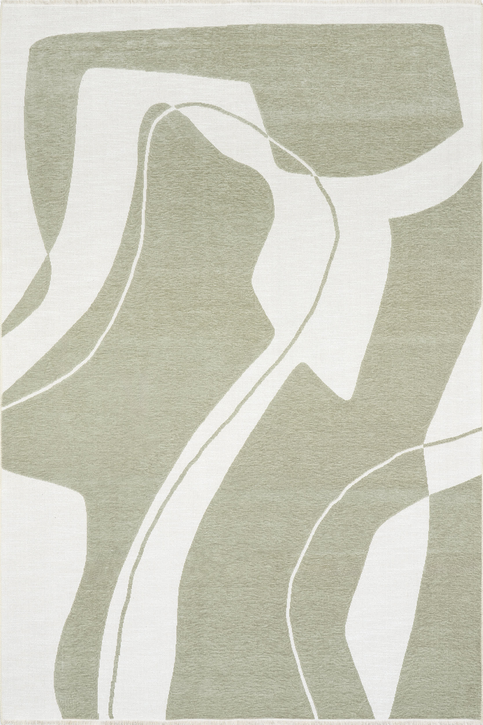 Marion Abstract Fringed Reversible Washable Rug | Green