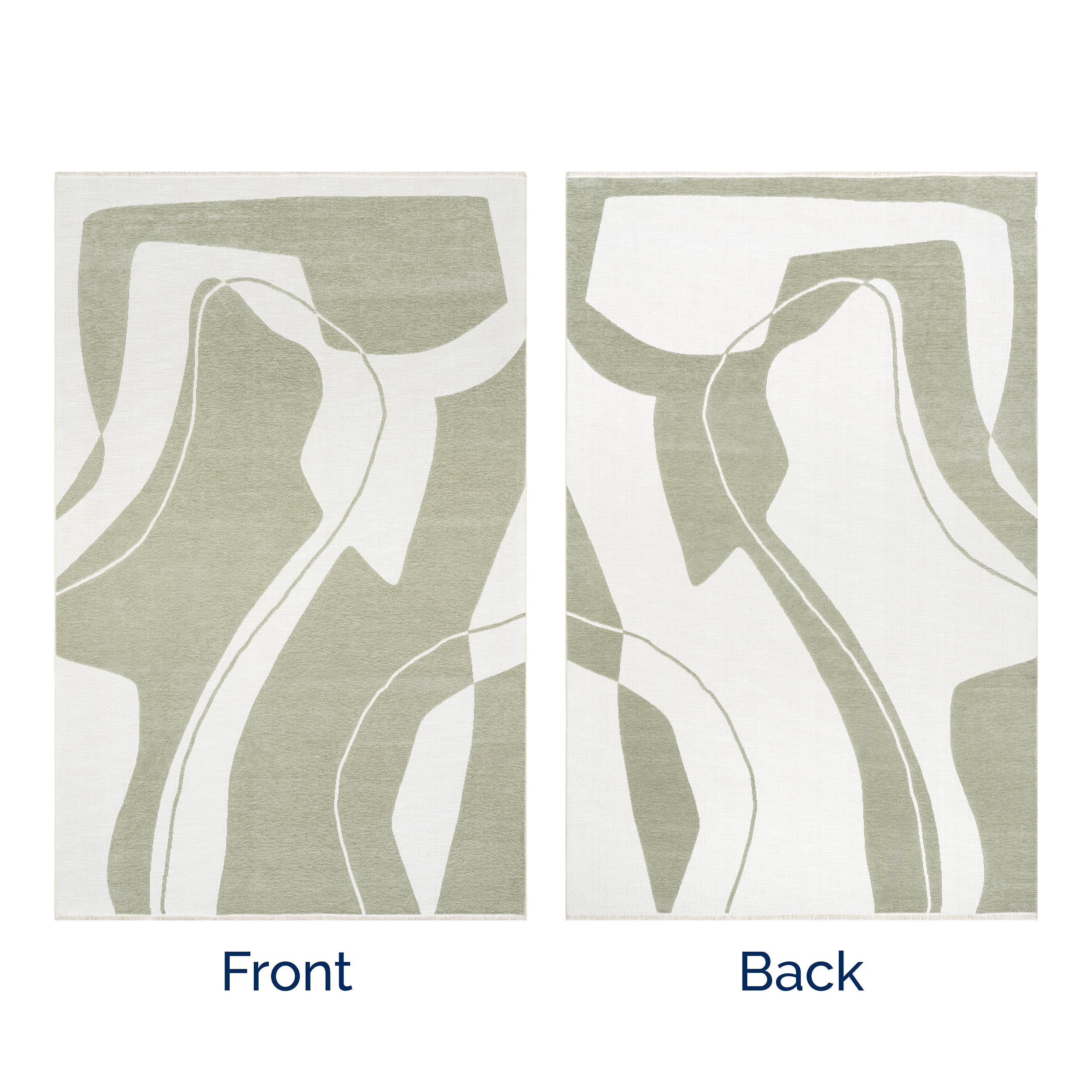Marion Abstract Fringed Reversible Washable Rug | Green - Image 11