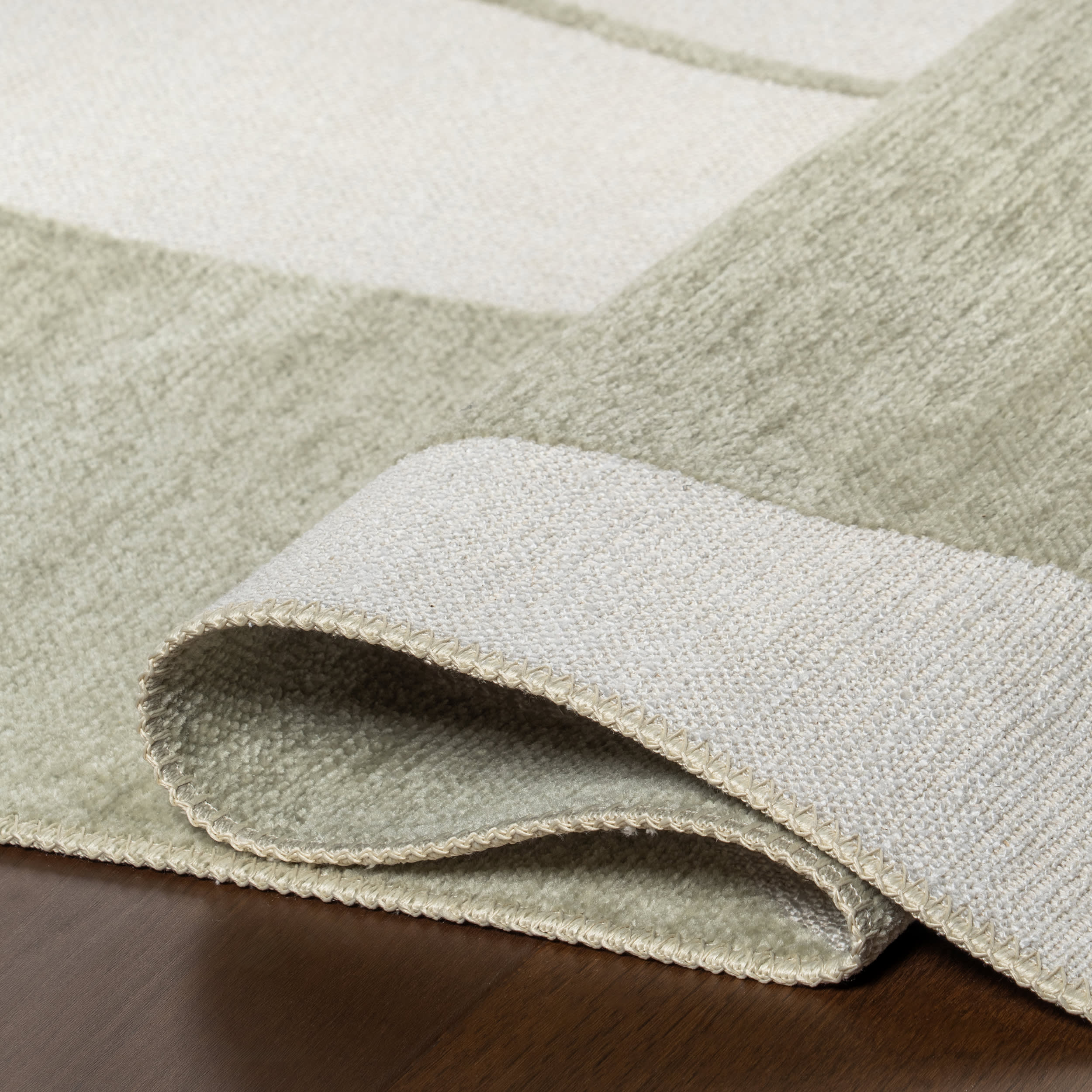 Marion Abstract Fringed Reversible Washable Rug | Green - Image 12