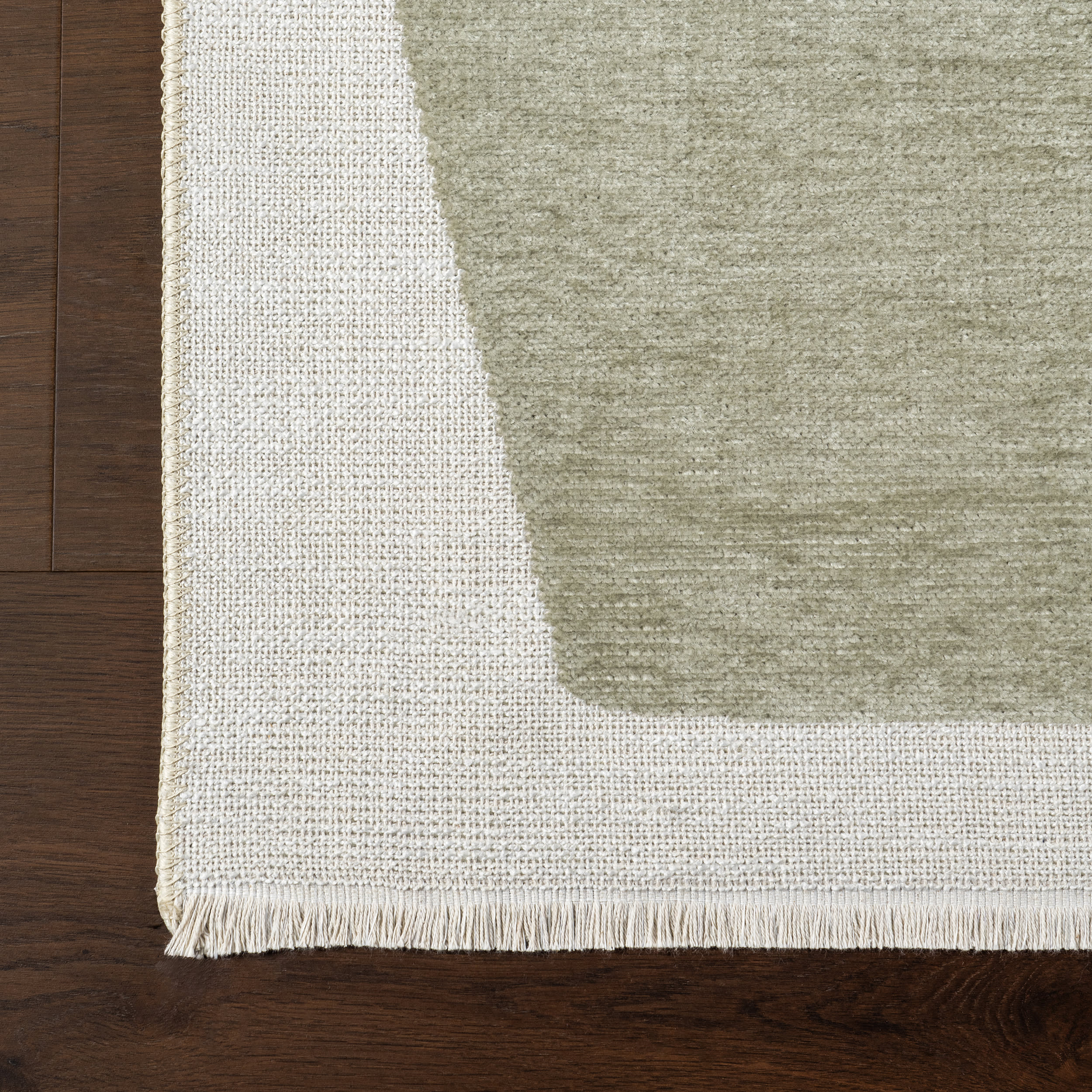 Marion Abstract Fringed Reversible Washable Rug | Green - Image 4