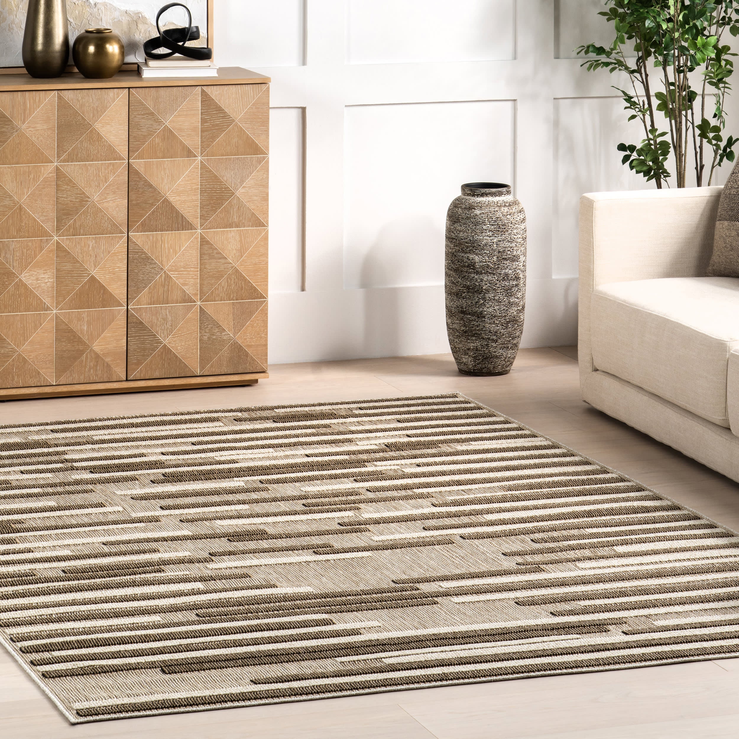 Marlena Indoor/Outdoor Banded Rug | Beige - Image 8