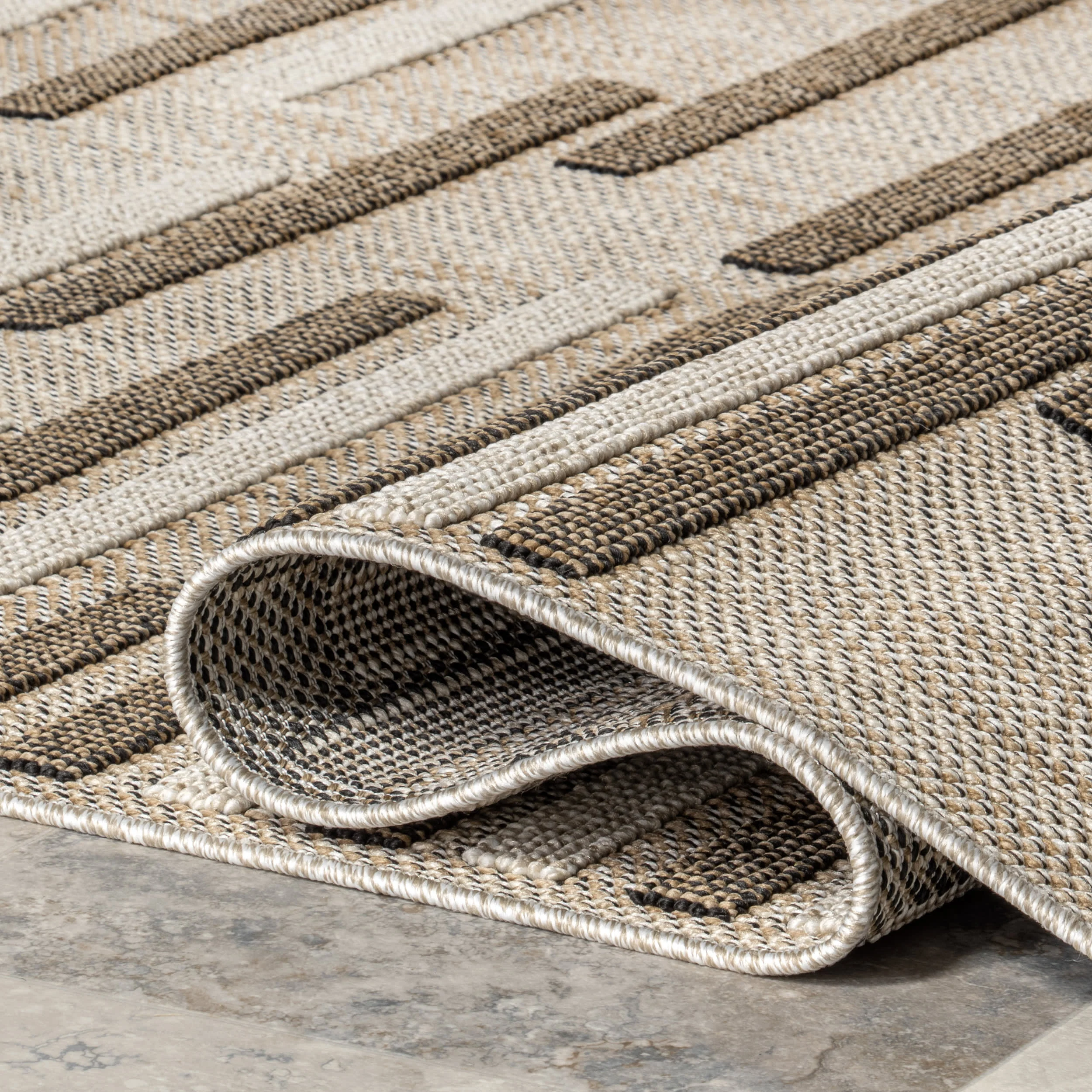 Marlena Indoor/Outdoor Banded Rug | Beige - Image 9