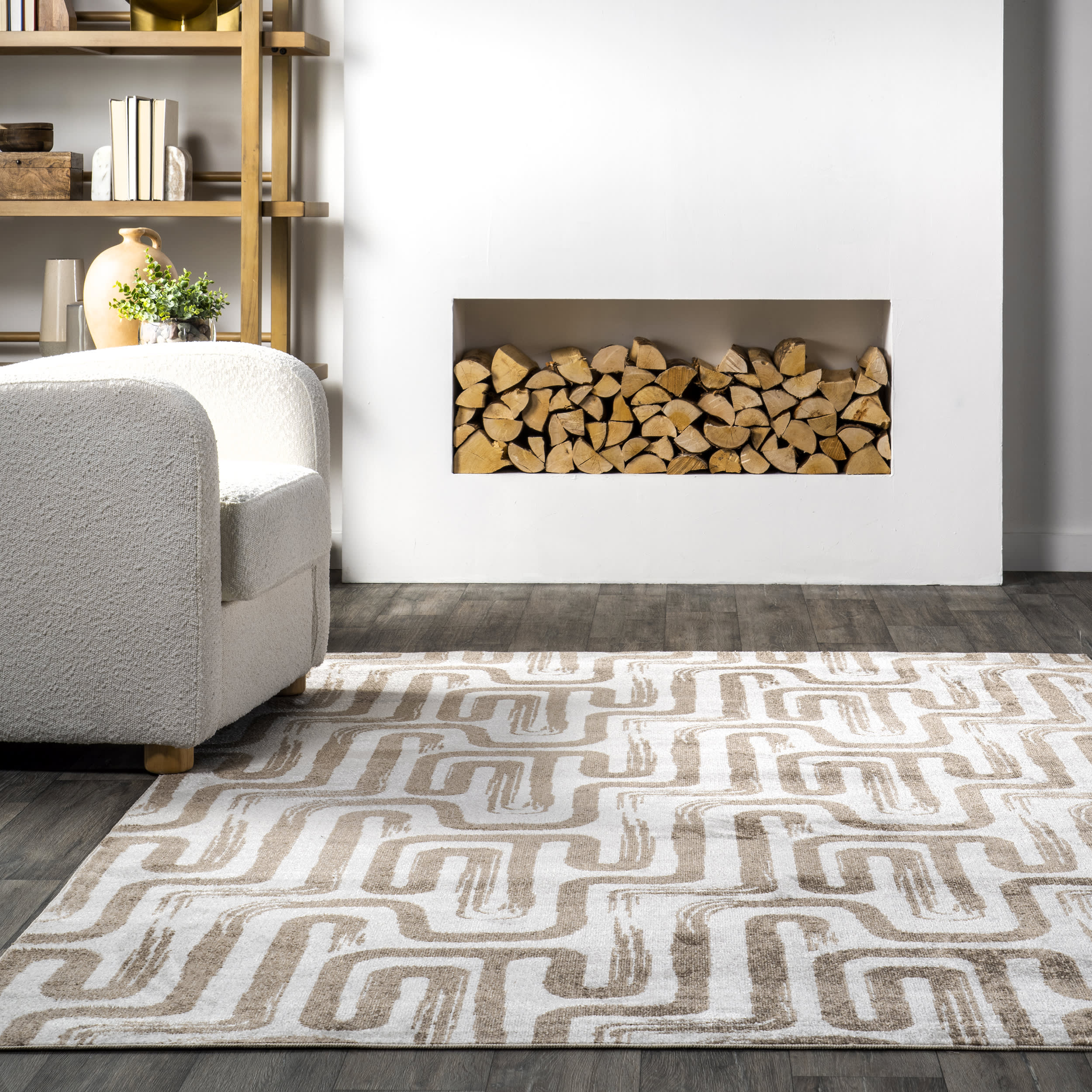 Marlia Washable Chain-Link Rug | Beige - Image 4