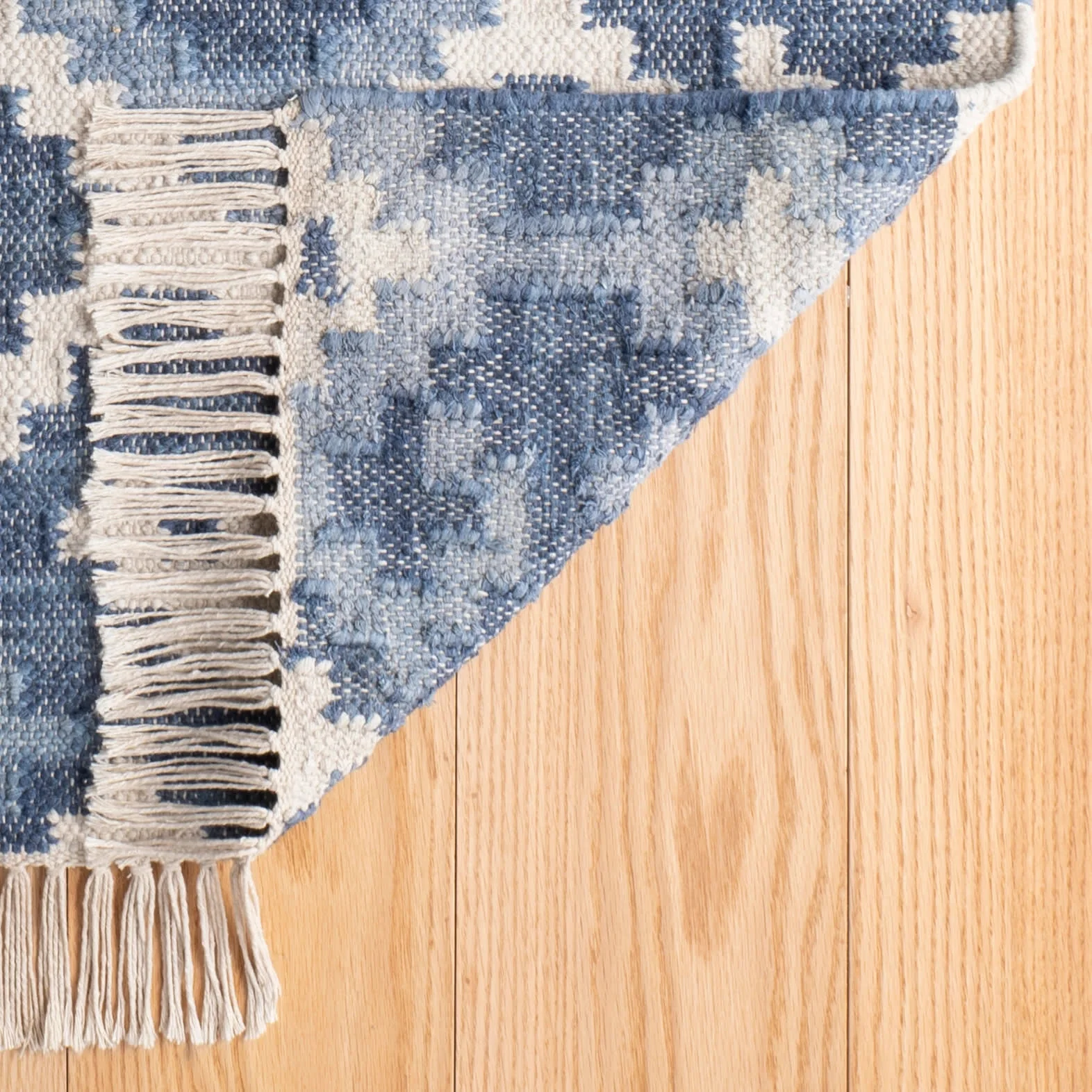 Marmara Kilim Handwoven Cotton Rug | Blue - Image 4
