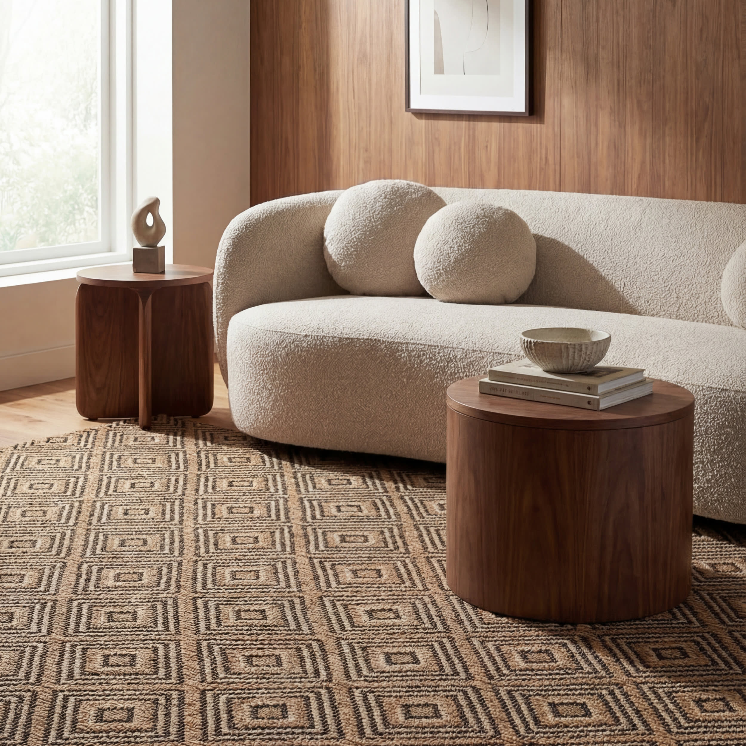 Marouise Modern Diamond Indoor/Outdoor Rug | Natural - Image 5