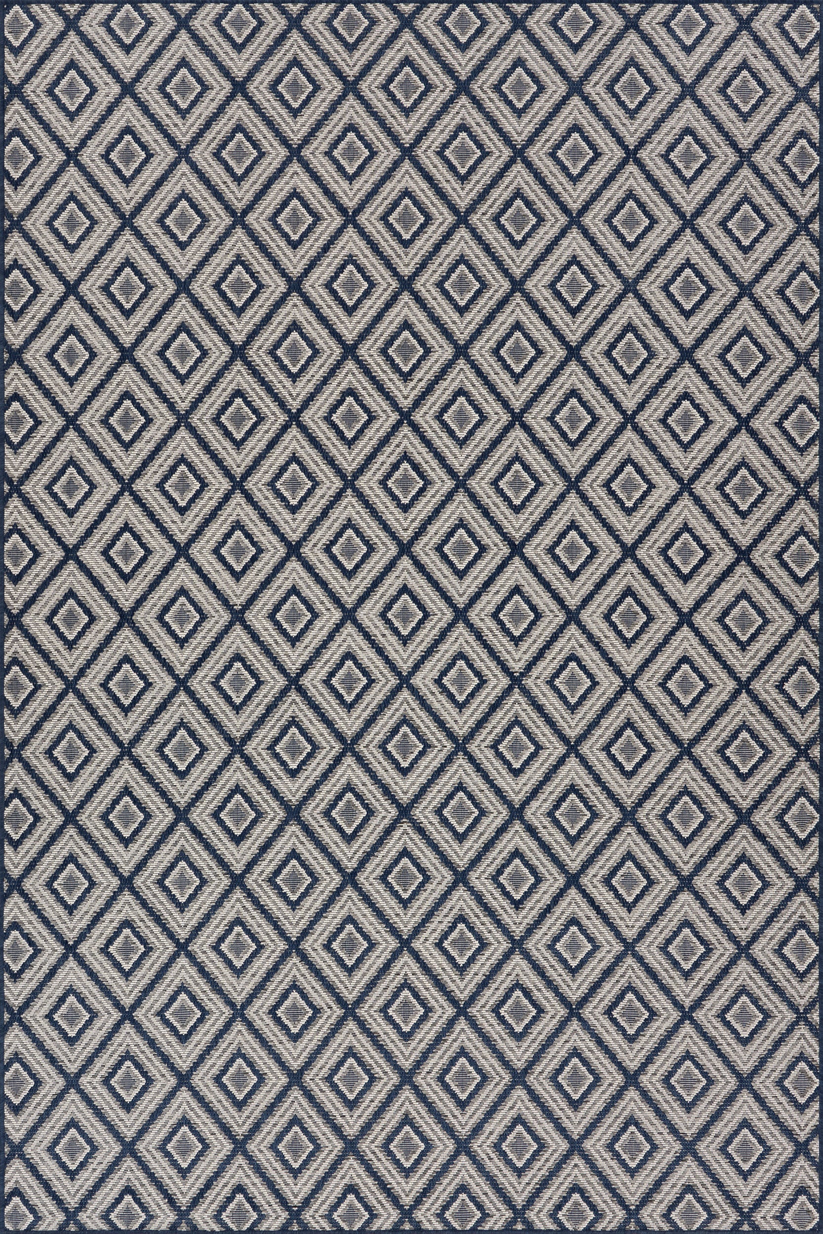 Marouise Modern Diamond Indoor/Outdoor Rug | Navy