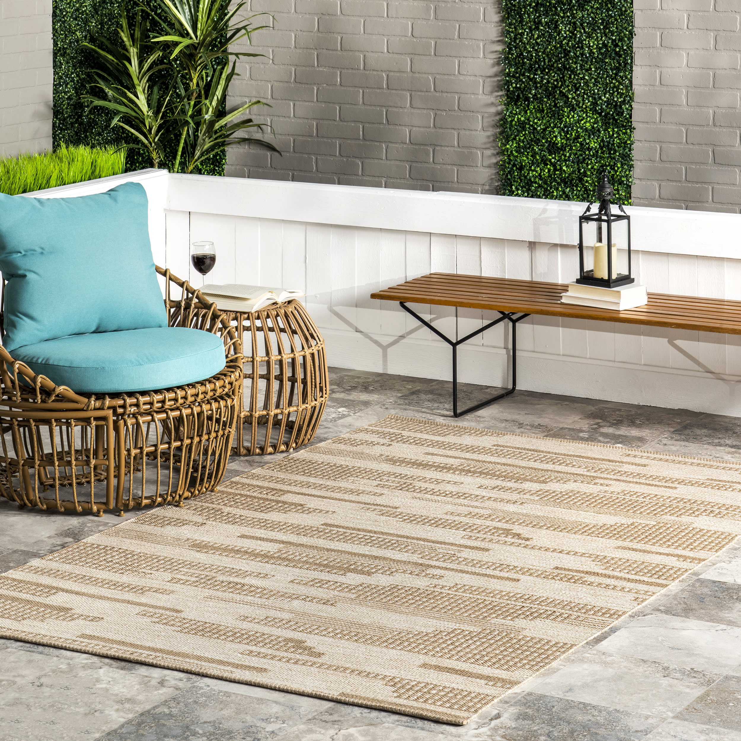 Marysol Indoor/Outdoor Stripes Rug | Beige - Image 2