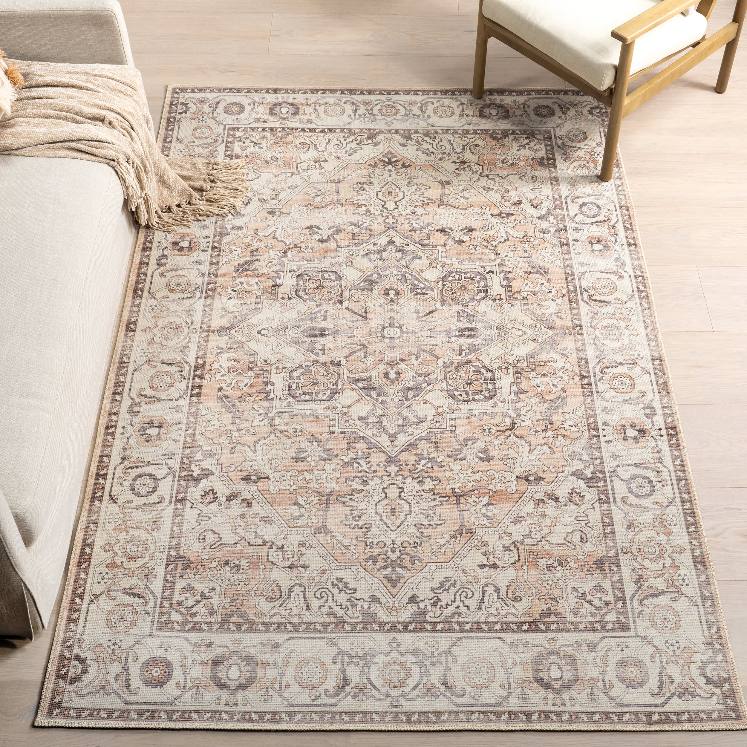 Mattie Medallion Washable Rug | Beige - Image 2