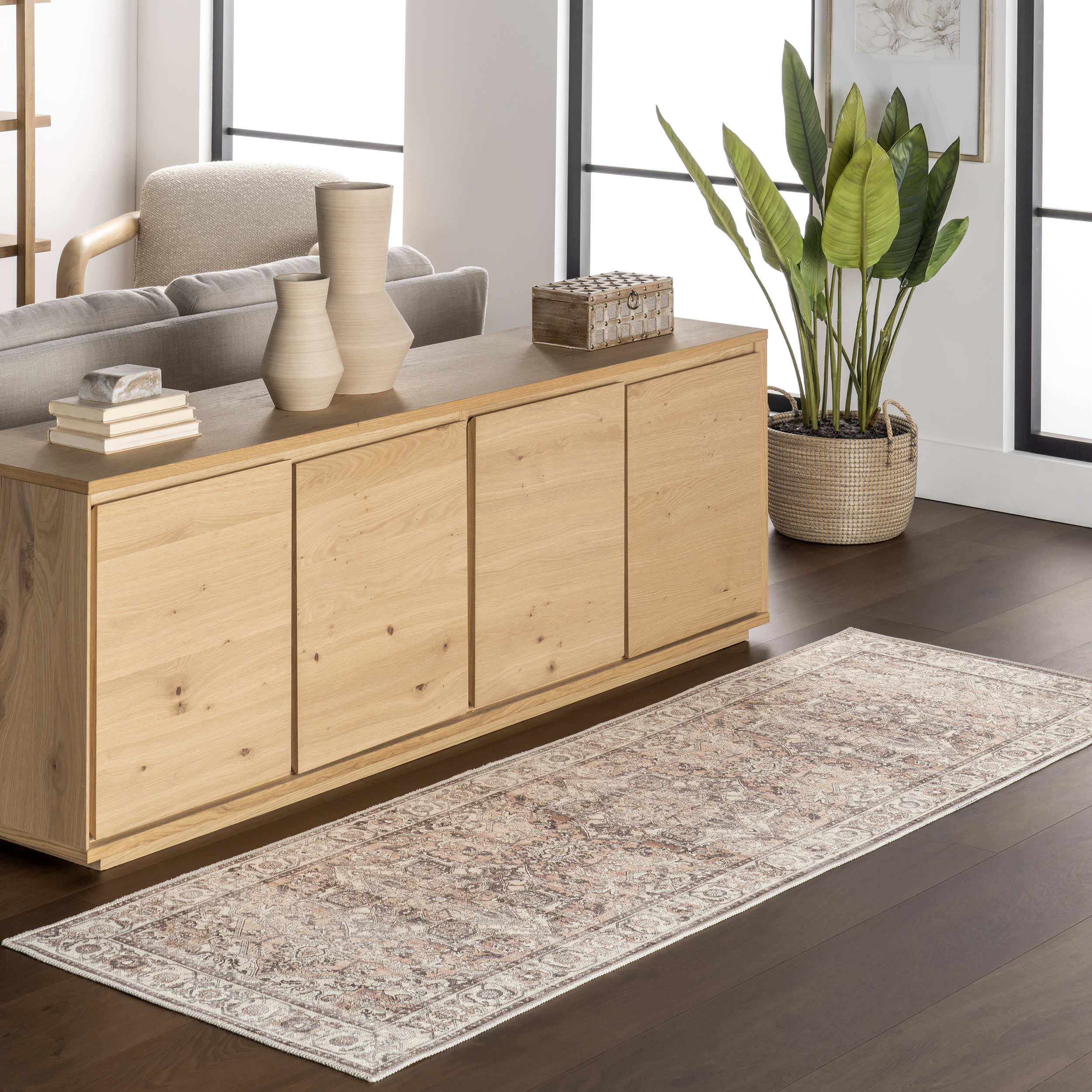 Mattie Medallion Washable Rug | Beige - Image 2