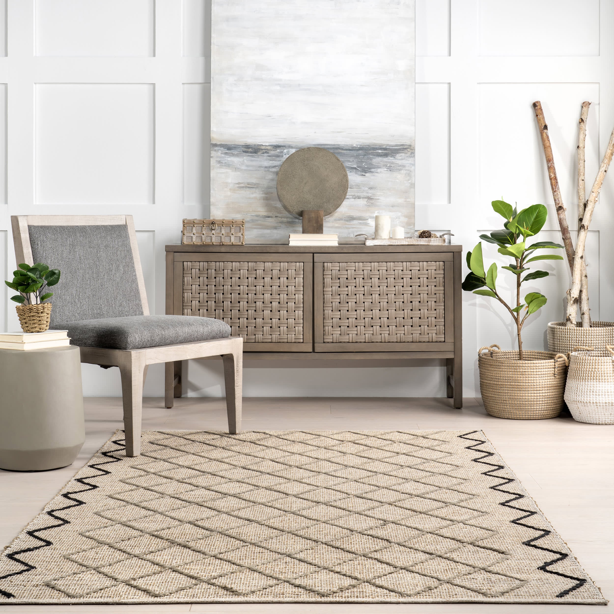 Maudie Trellis Jute-Blend Rug | Ivory - Image 4