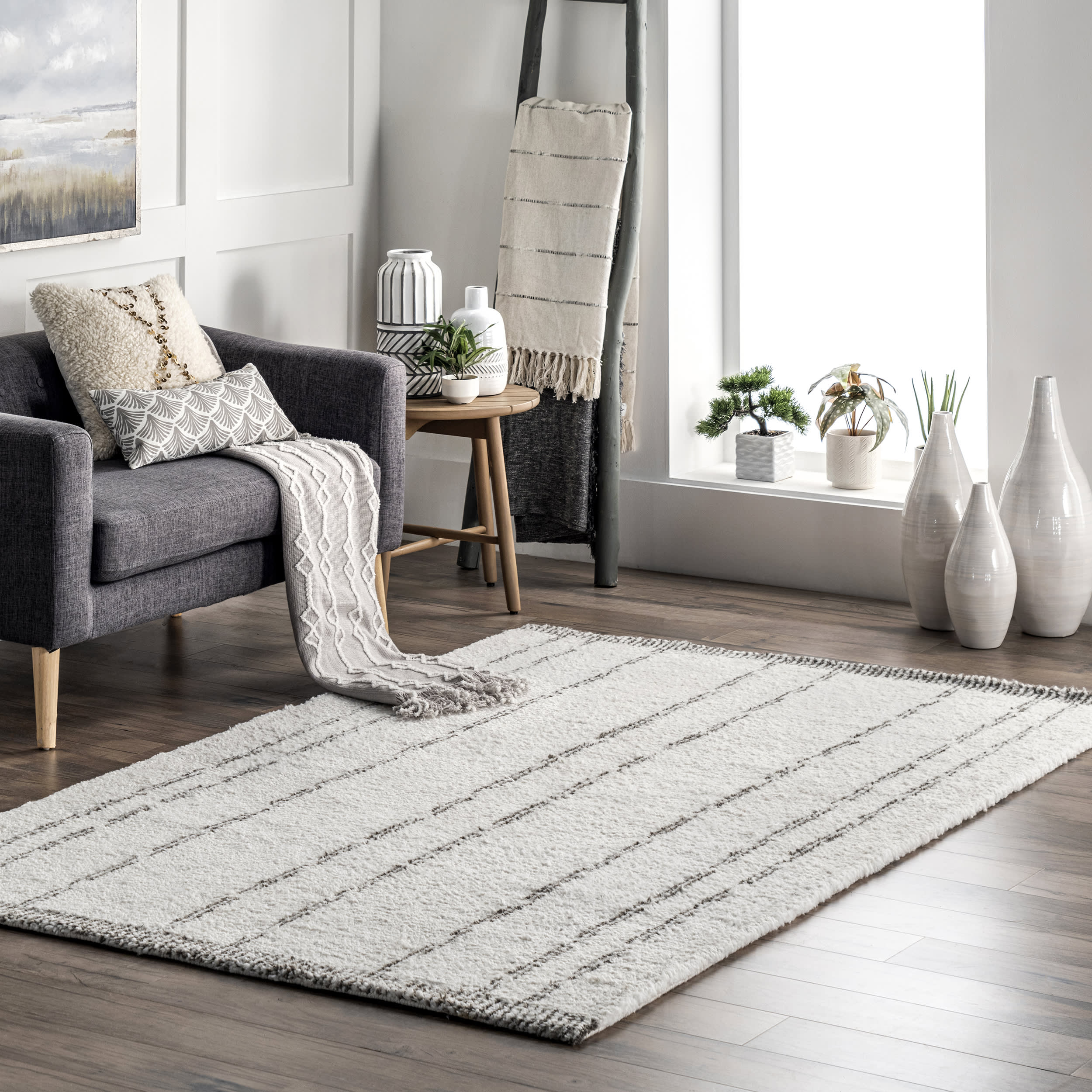 Maureen Casual Striped Rug | Ivory - Image 2