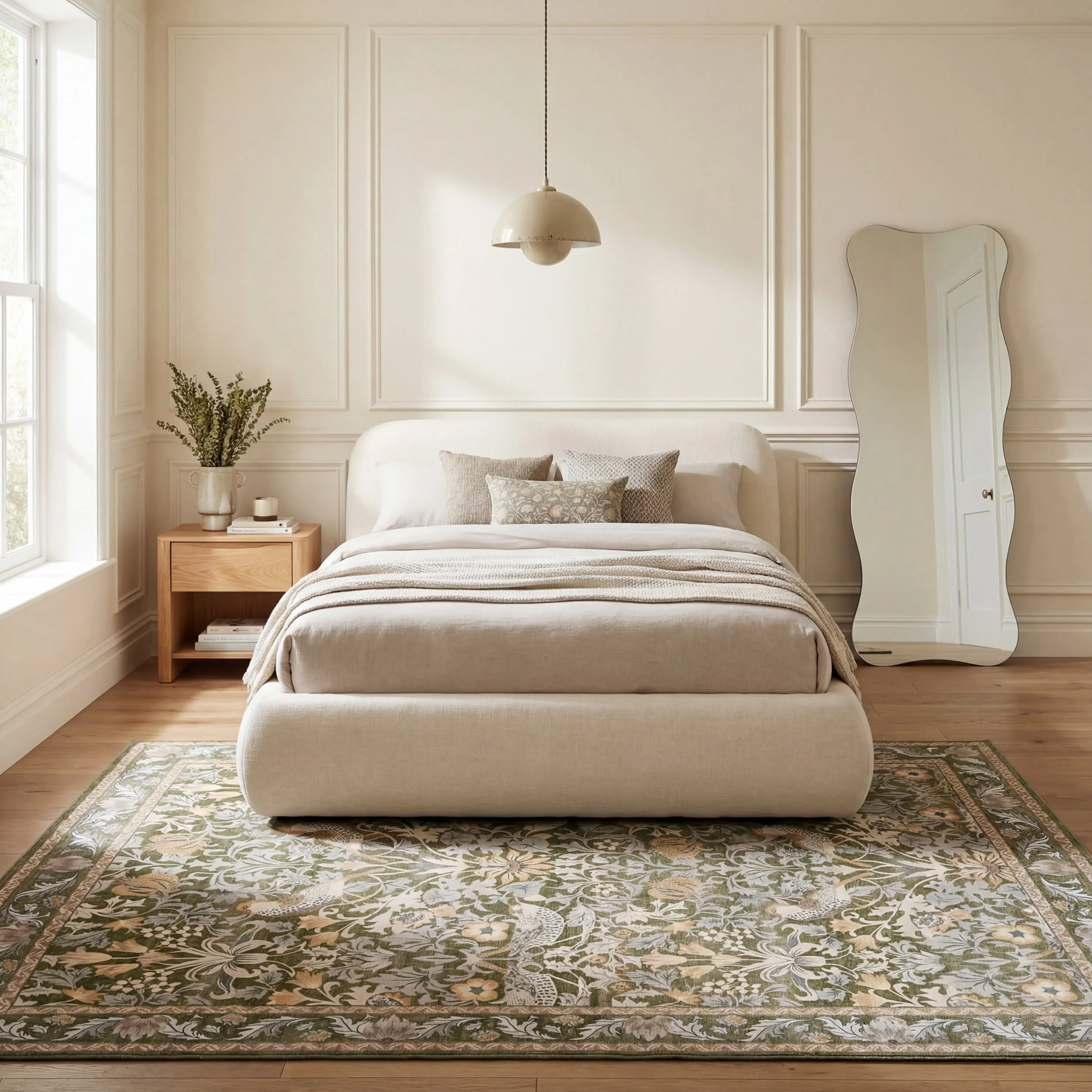 Mauri Bordered Floral and Paisley Washable Rug | Green - Image 10