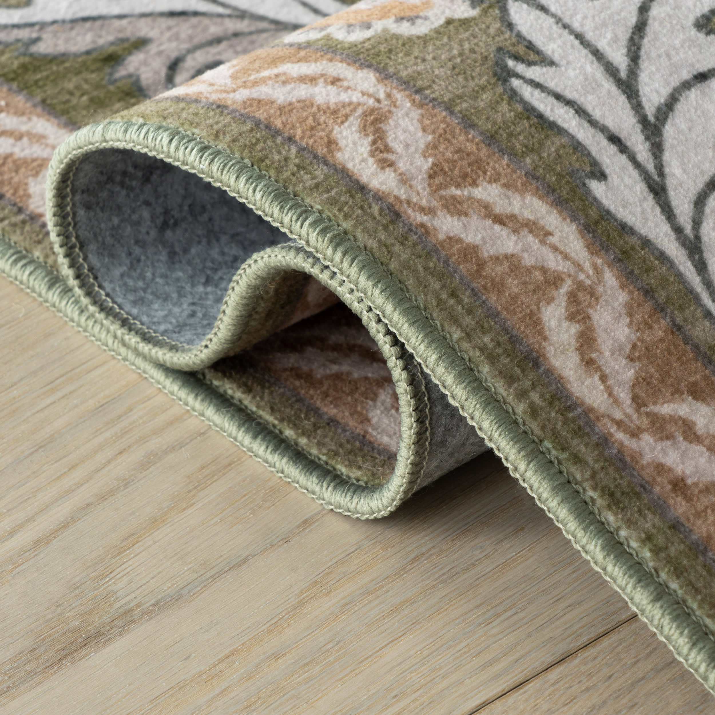 Mauri Bordered Floral and Paisley Washable Rug | Green - Image 11