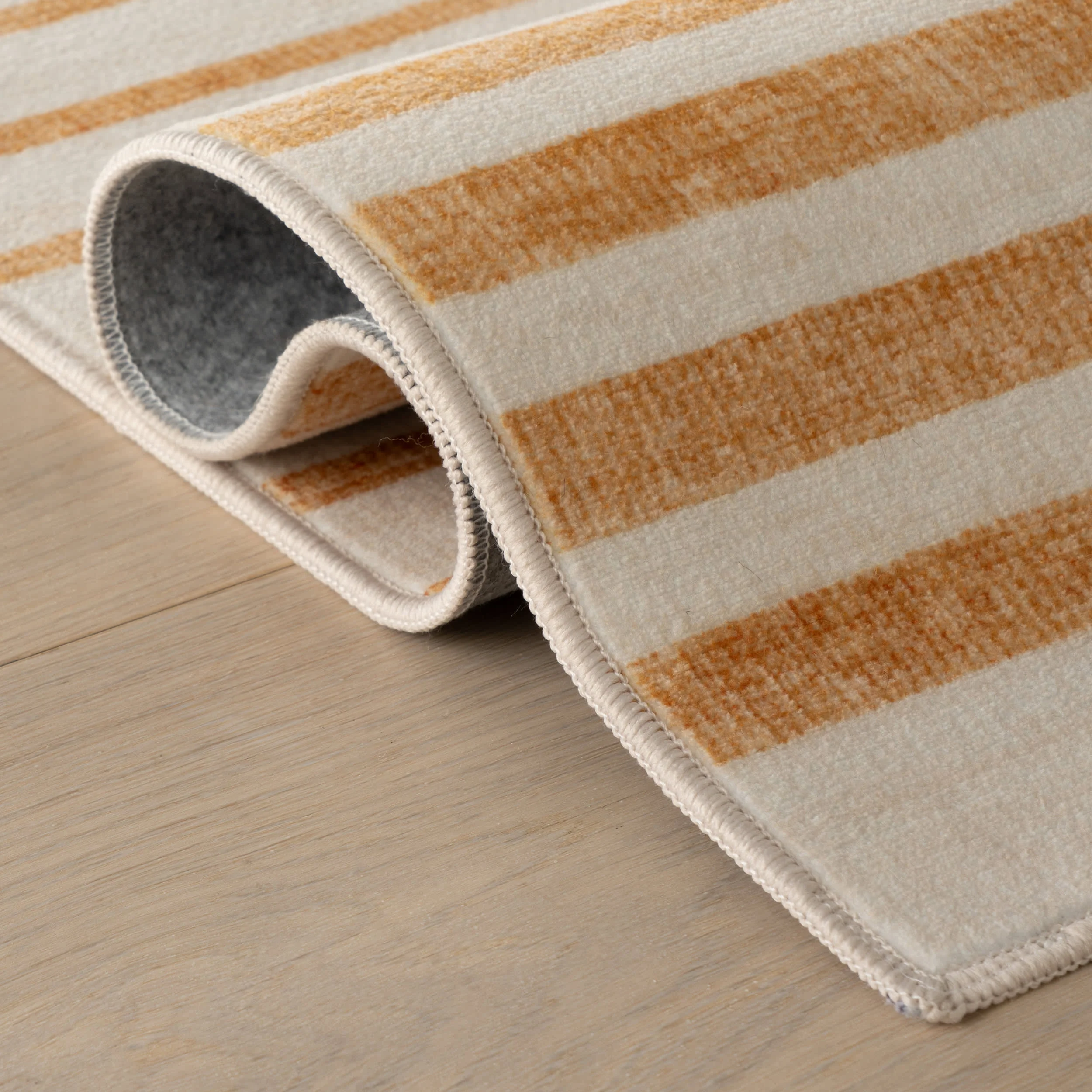 Mauzi Modern Striped Washable Rug | Golden - Image 11