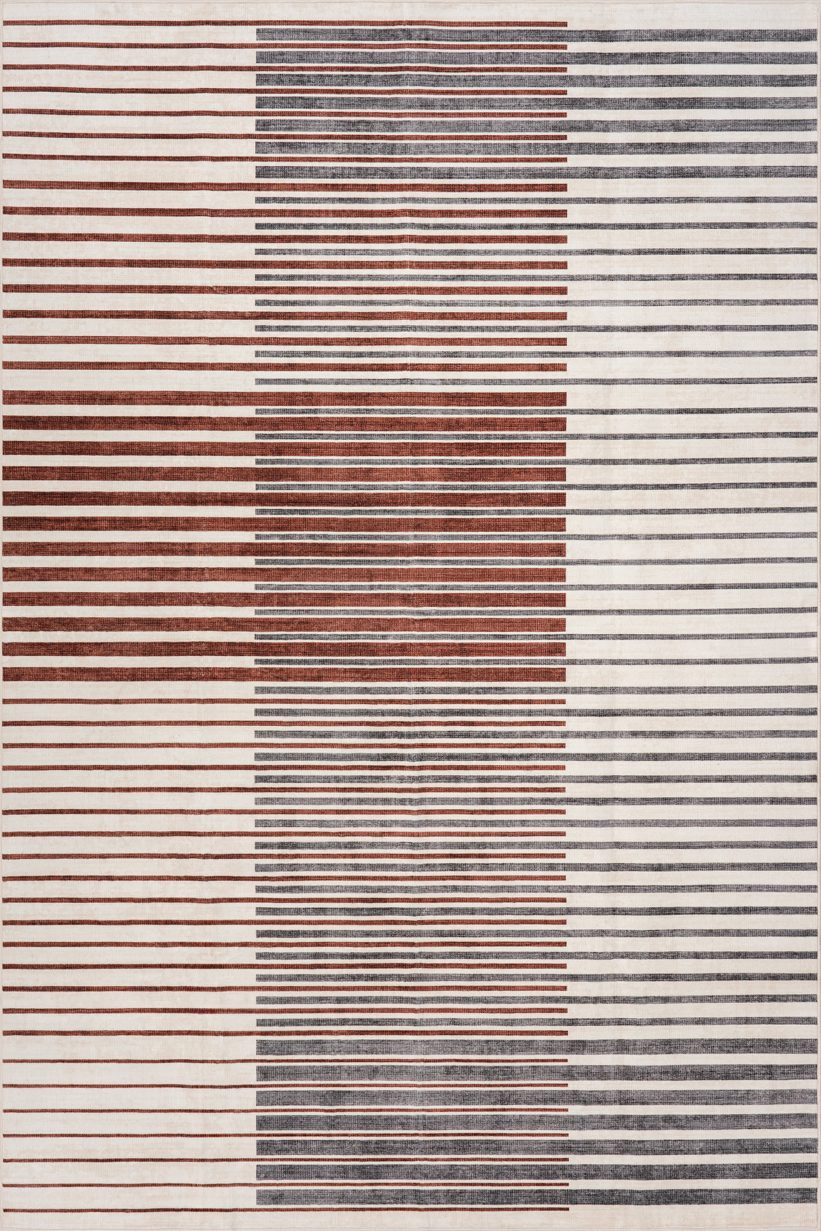 Mauzi Modern Striped Washable Rug | Rust