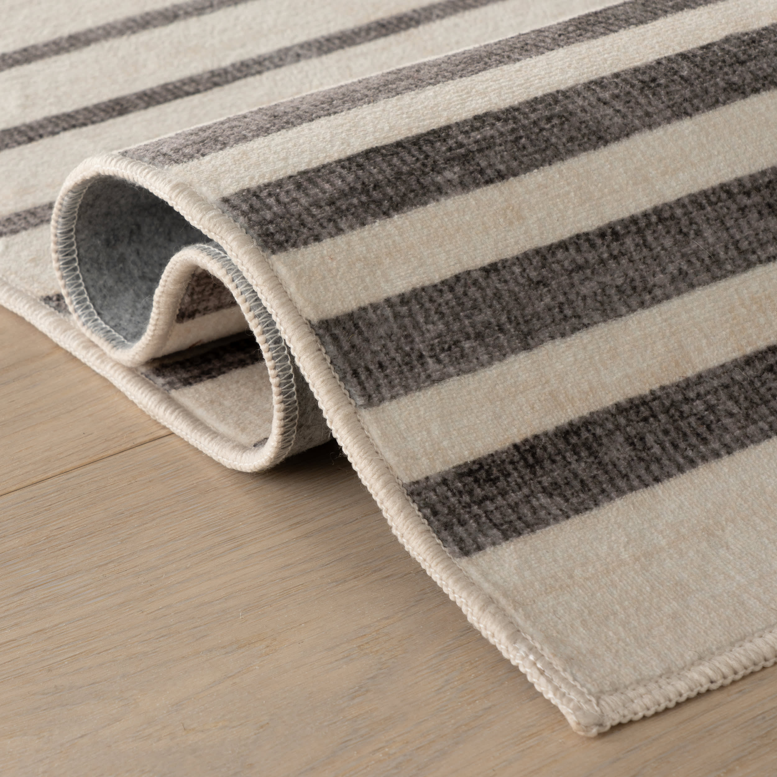 Mauzi Modern Striped Washable Rug | Rust - Image 11