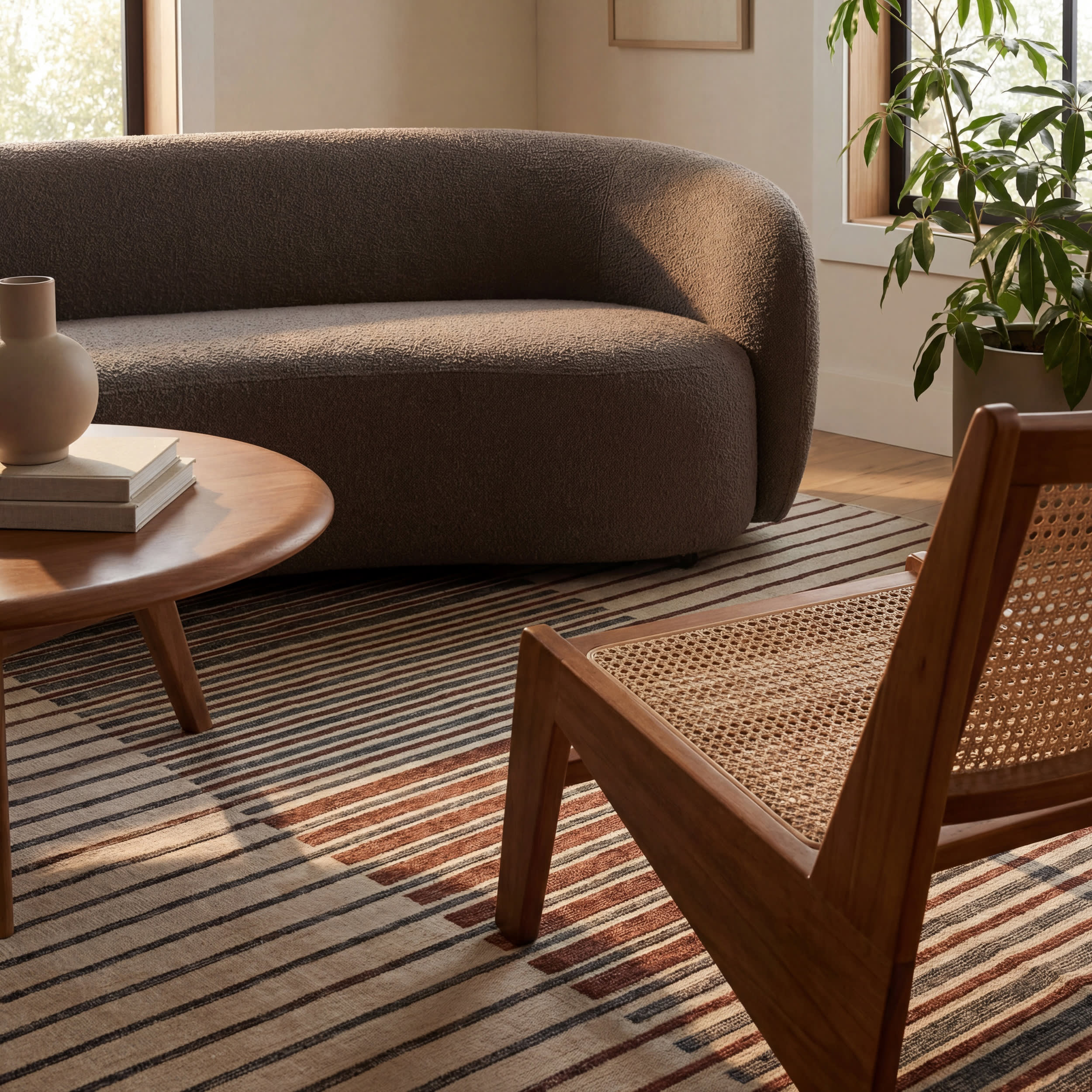 Mauzi Modern Striped Washable Rug | Rust - Image 5