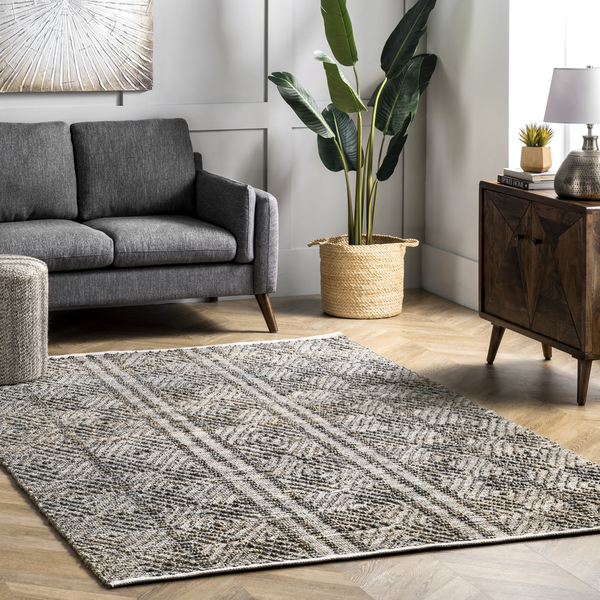 May Diamond Lattice Rug | Dark Grey - Image 2