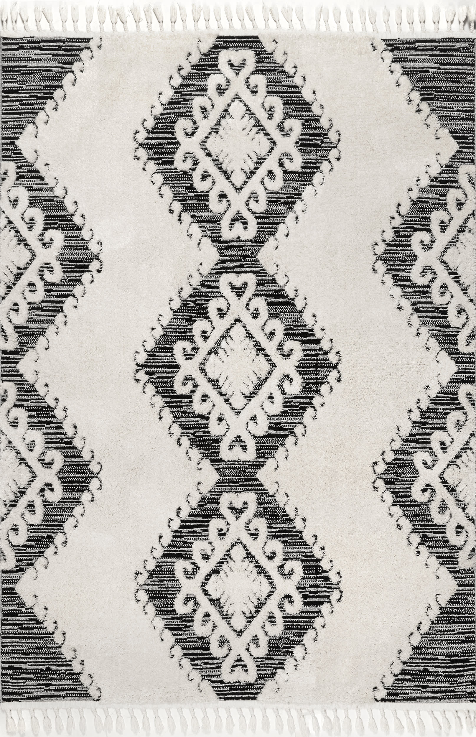 Maya Textured Tasseled Rug | Grey