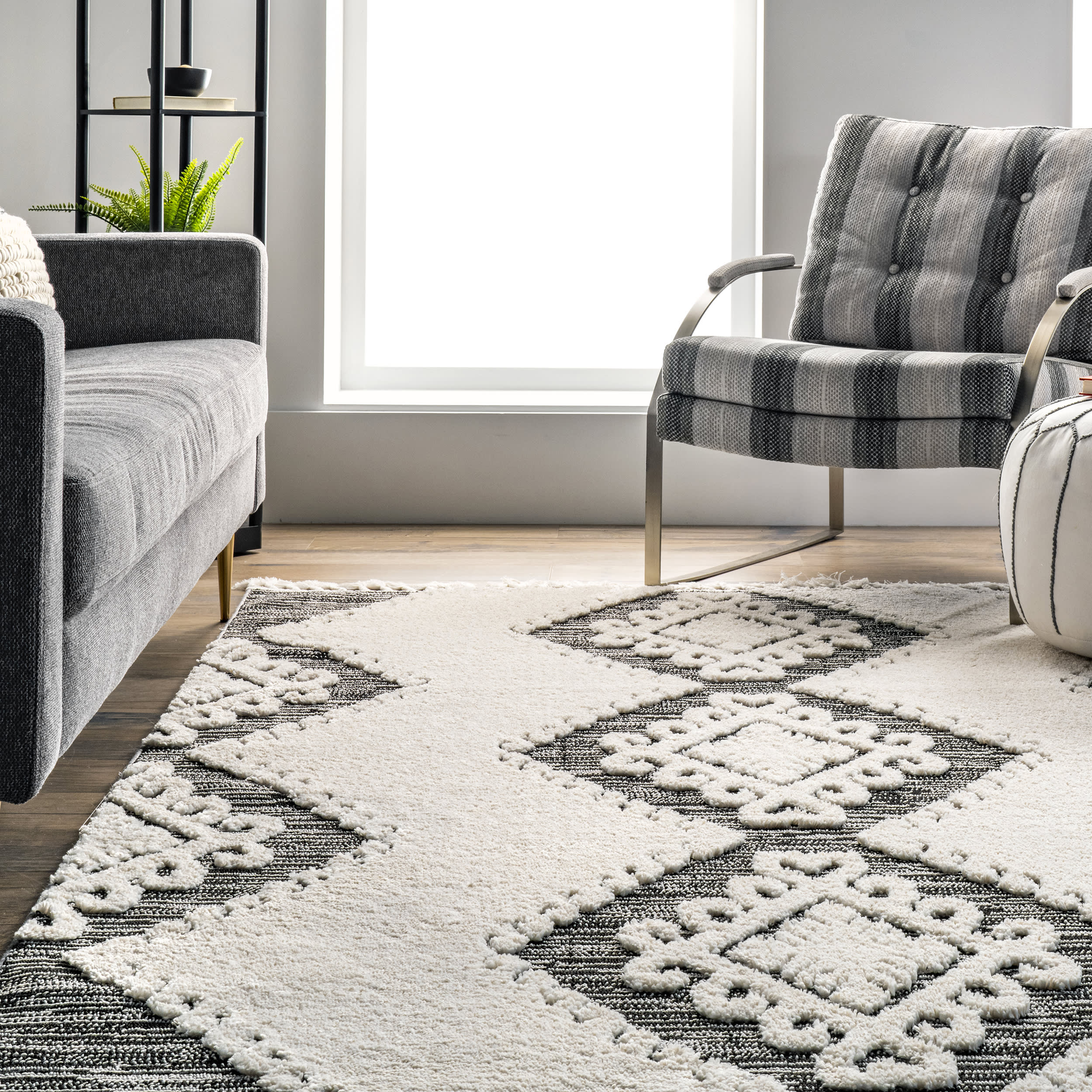 Maya Textured Tasseled Rug | Grey - Image 4