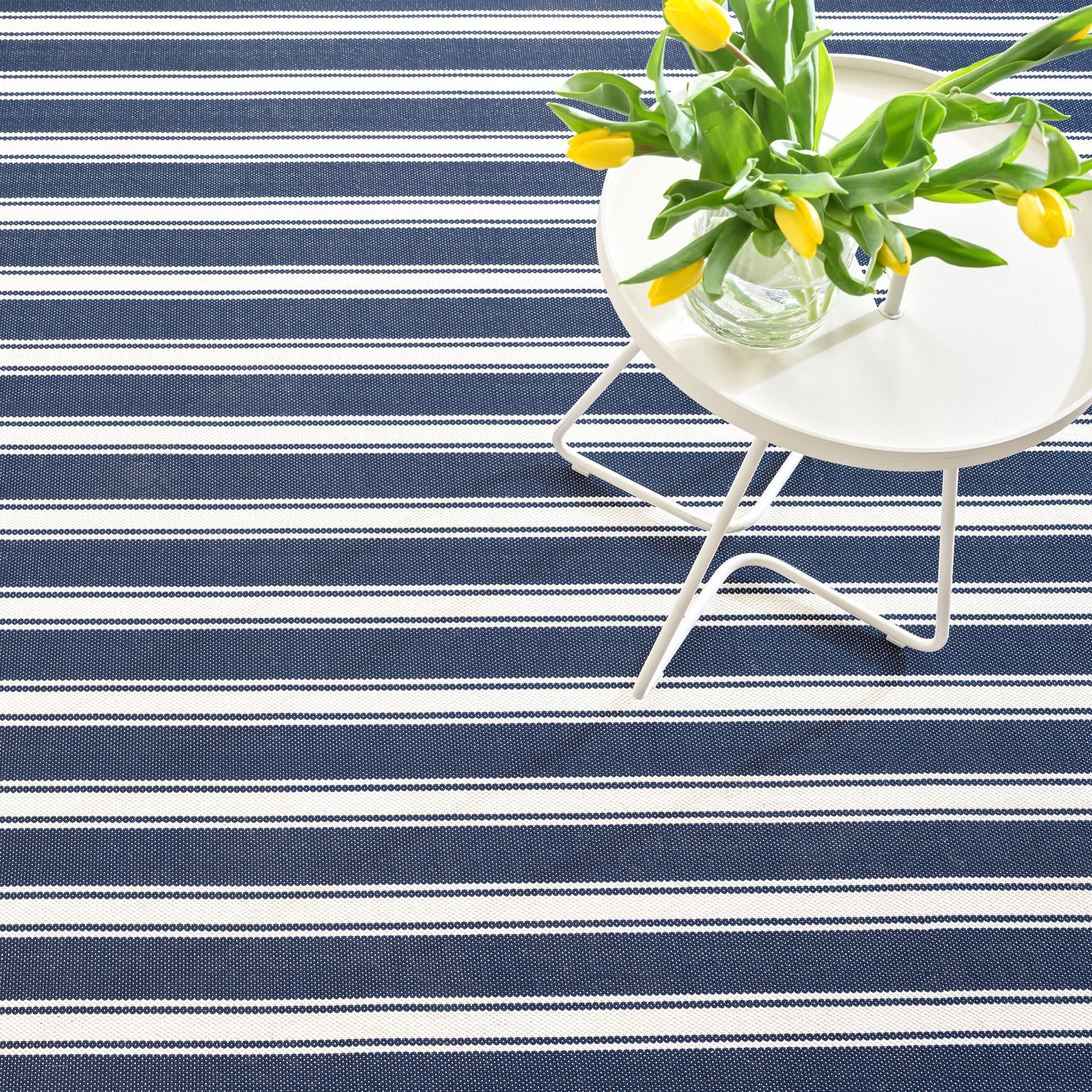 Maysville Stripe Woven Indoor/Outdoor Custom Rug | Navy - Image 4