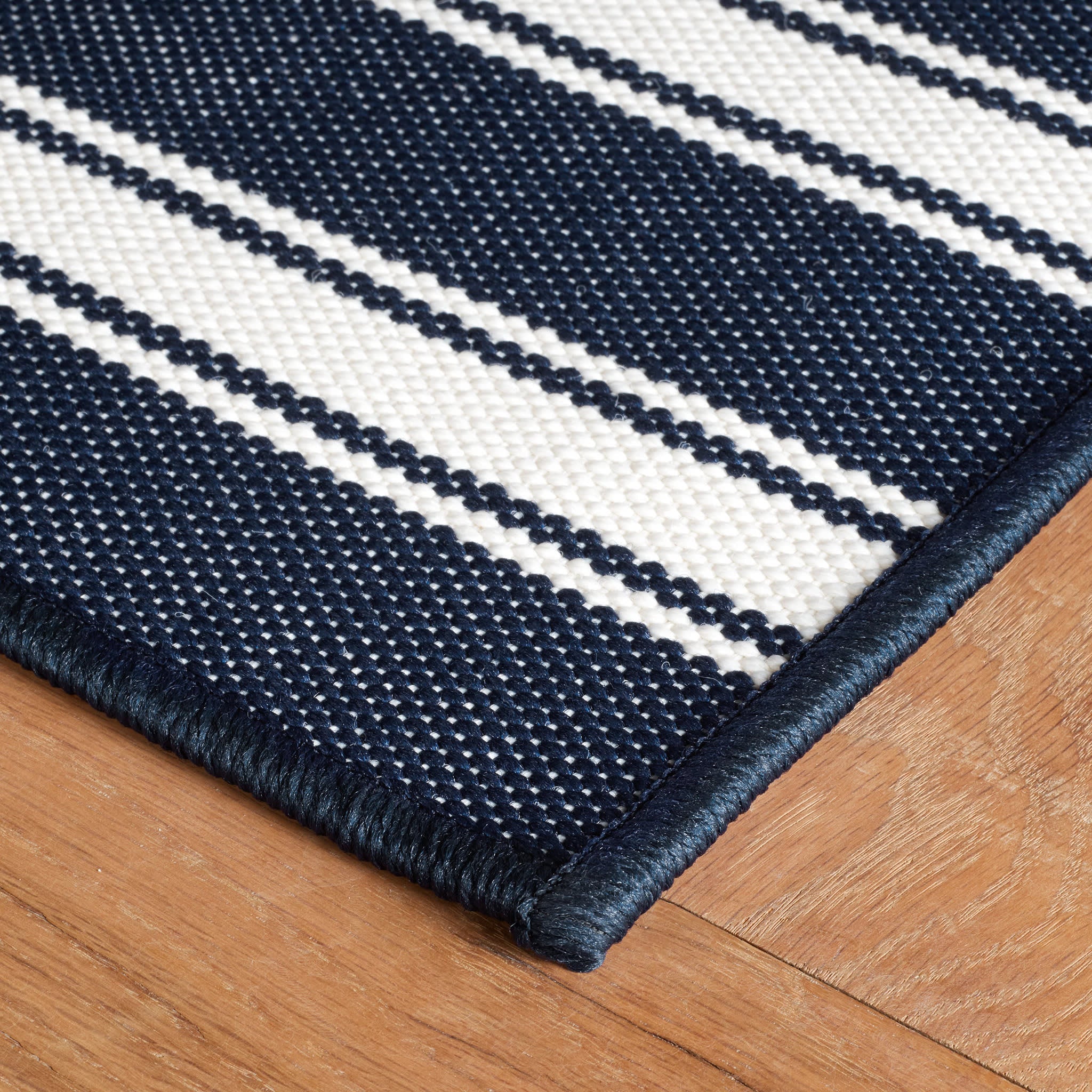 Maysville Stripe Woven Indoor/Outdoor Custom Rug | Navy - Image 6