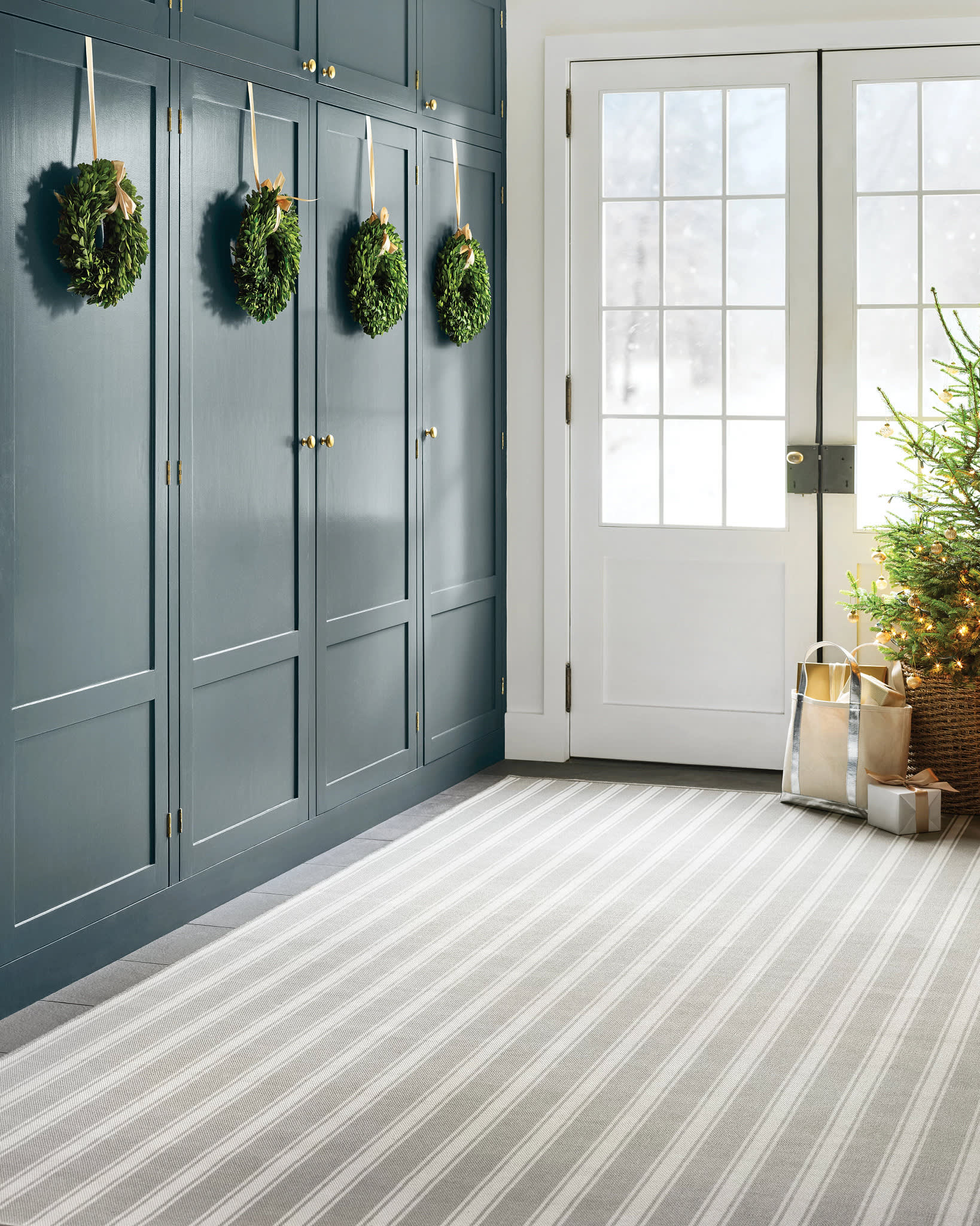 Maysville Stripe Woven Indoor/Outdoor Custom Rug | Platinum - Image 2