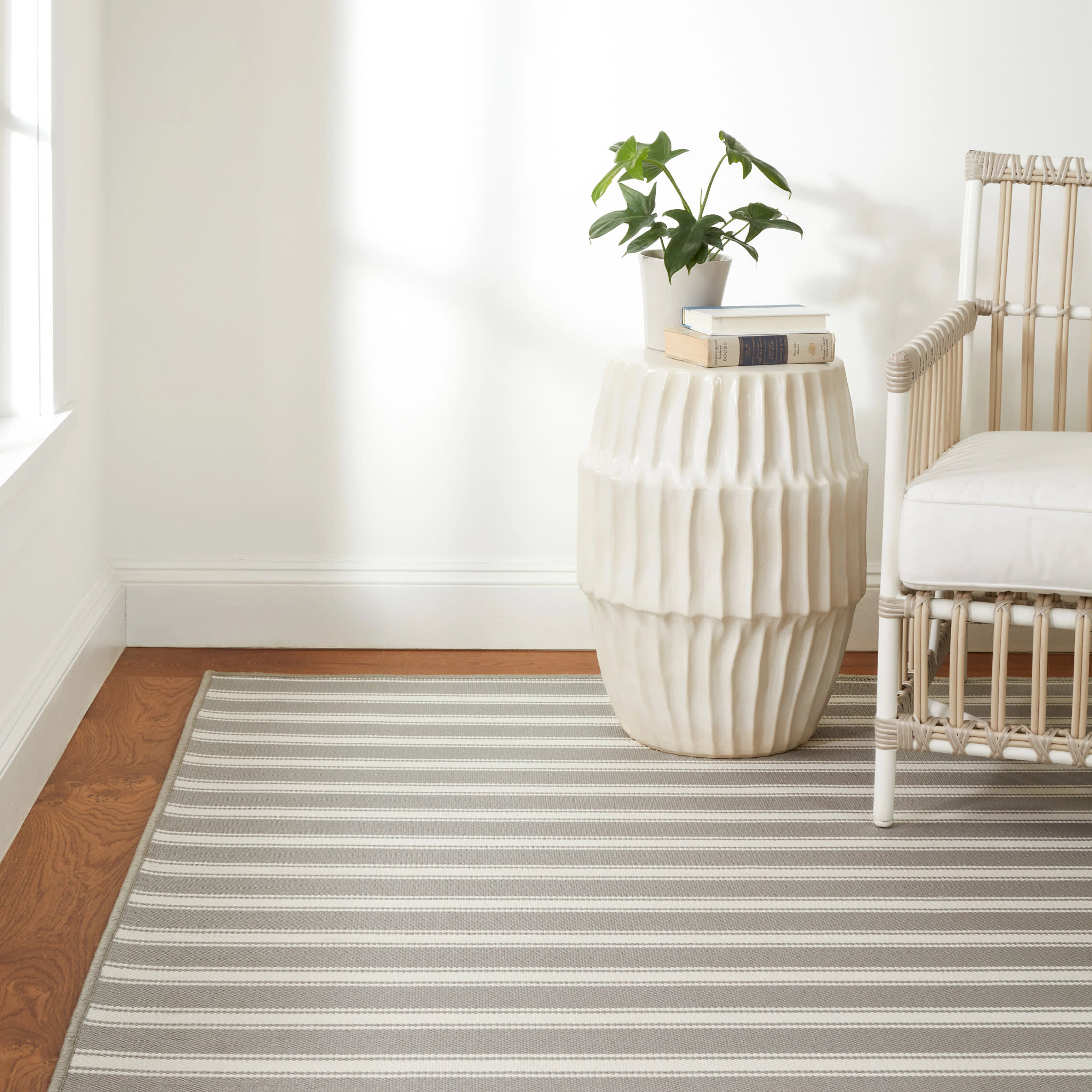 Maysville Stripe Woven Indoor/Outdoor Custom Rug | Platinum - Image 3