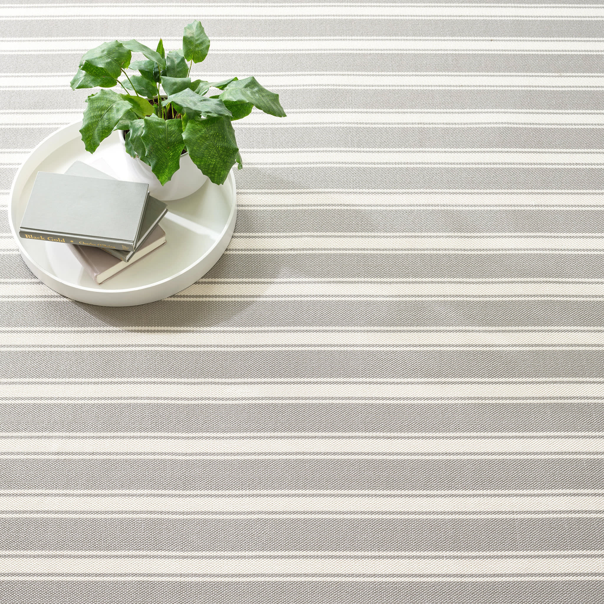 Maysville Stripe Woven Indoor/Outdoor Custom Rug | Platinum - Image 4