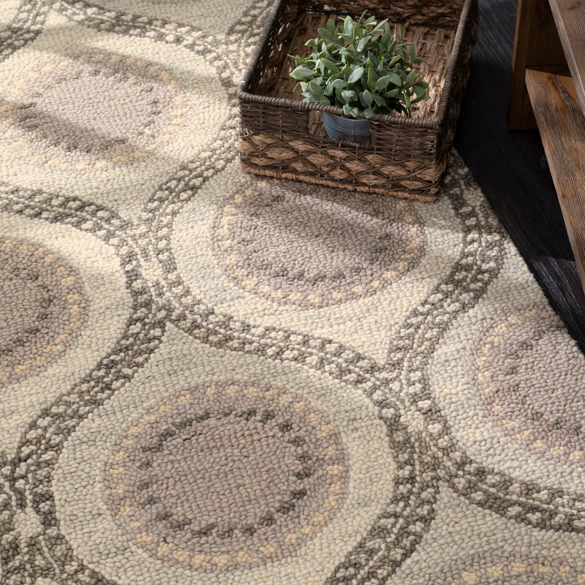 Medallion Hand Tufted Wool Rug | Grey - Image 2
