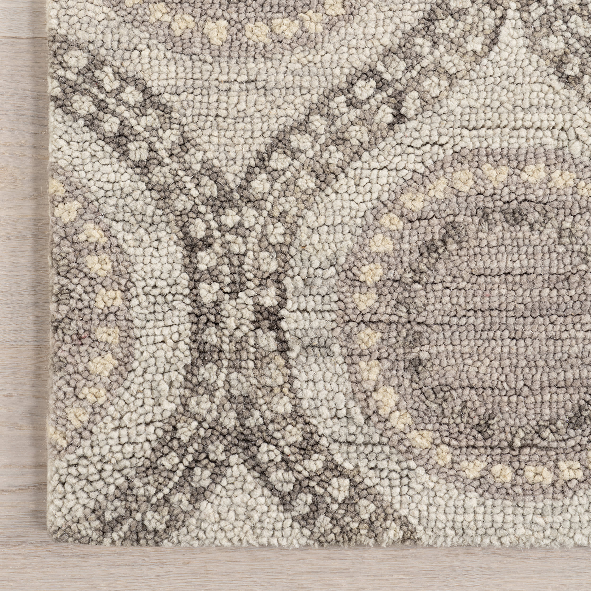 Medallion Hand Tufted Wool Rug | Grey - Image 3
