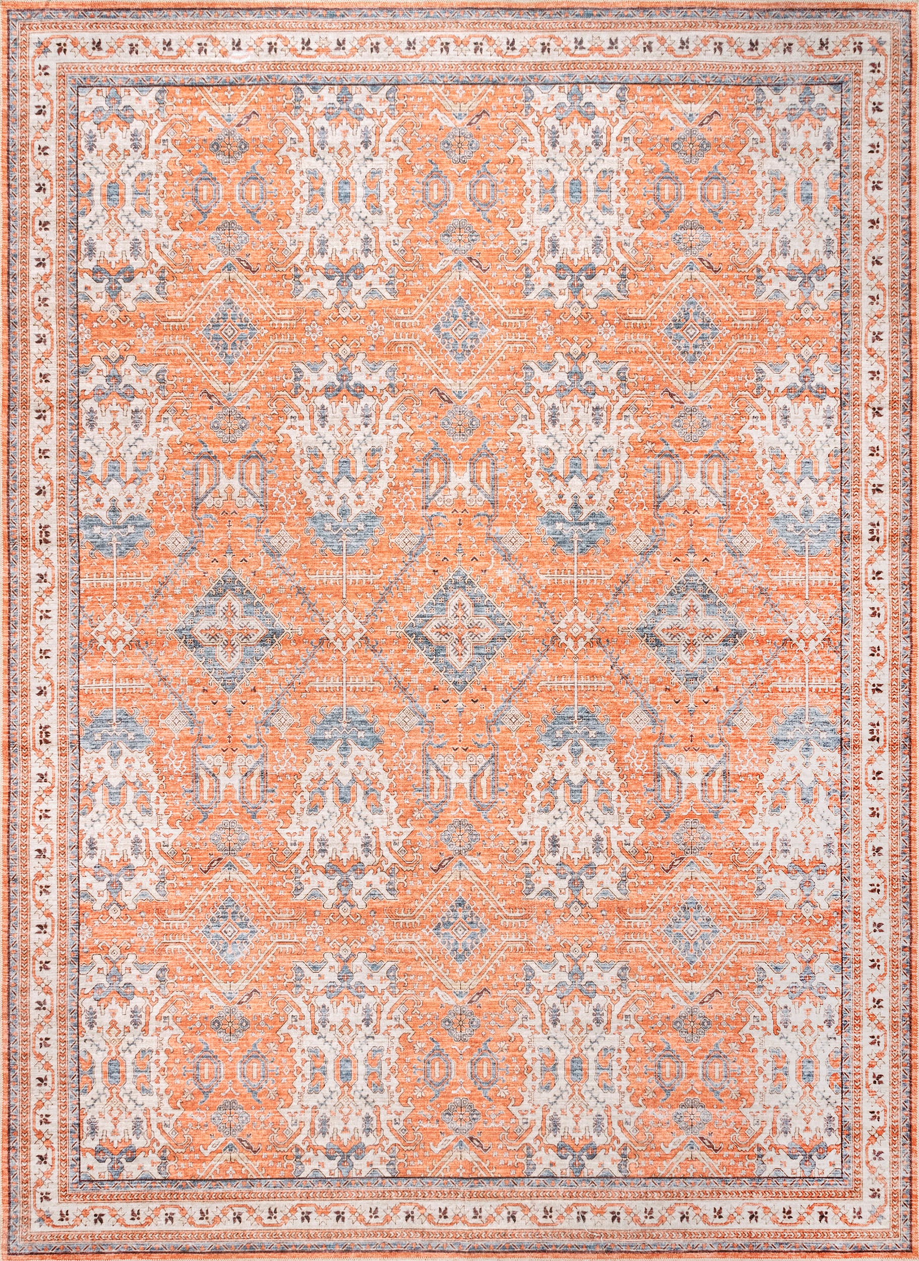 Medallion Washable Rug | Rust